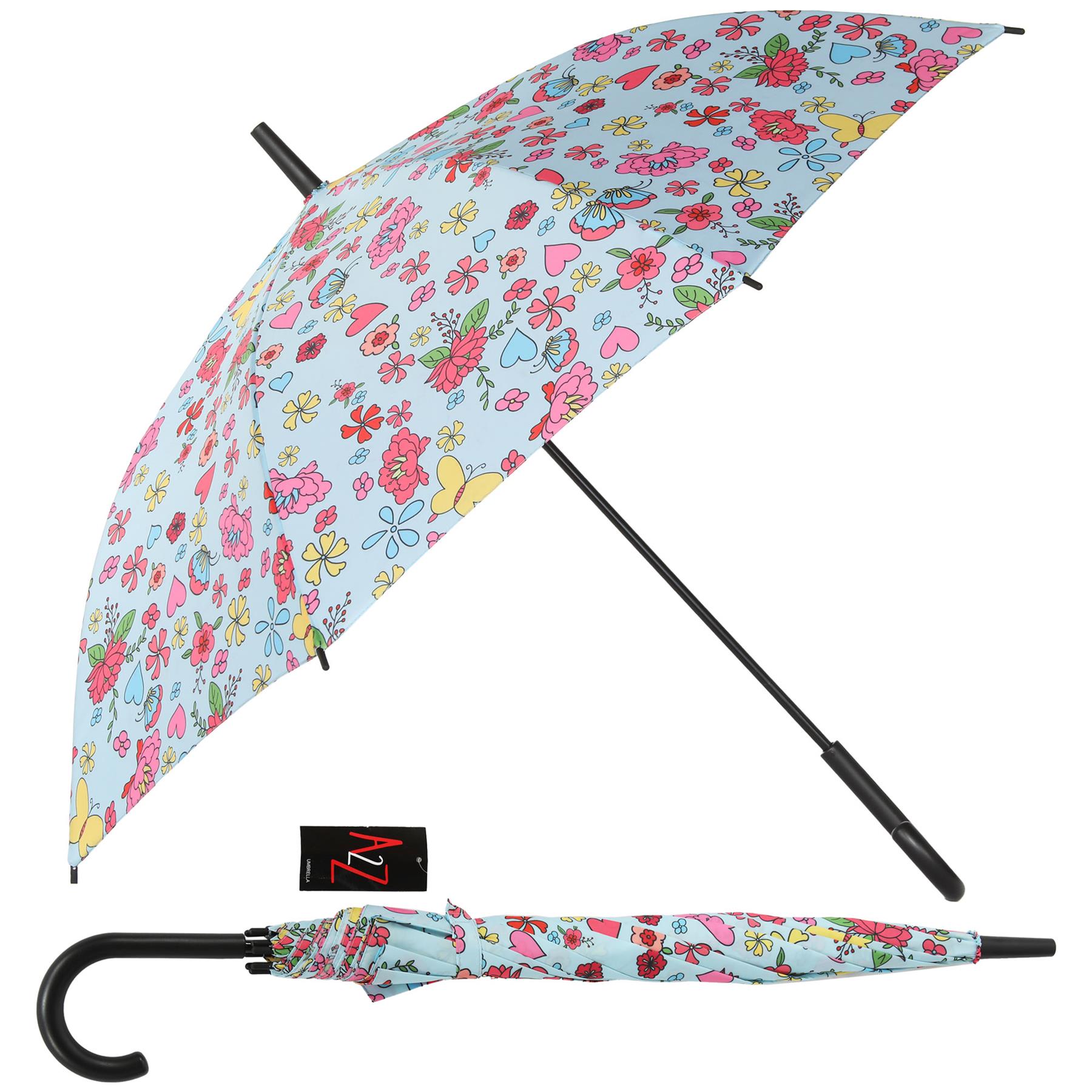 Kids Stick Umbrella Walking Umbrellas Rainwater 8 Rib Firm Flower AOP Fun Brolly - Picture 3 of 6