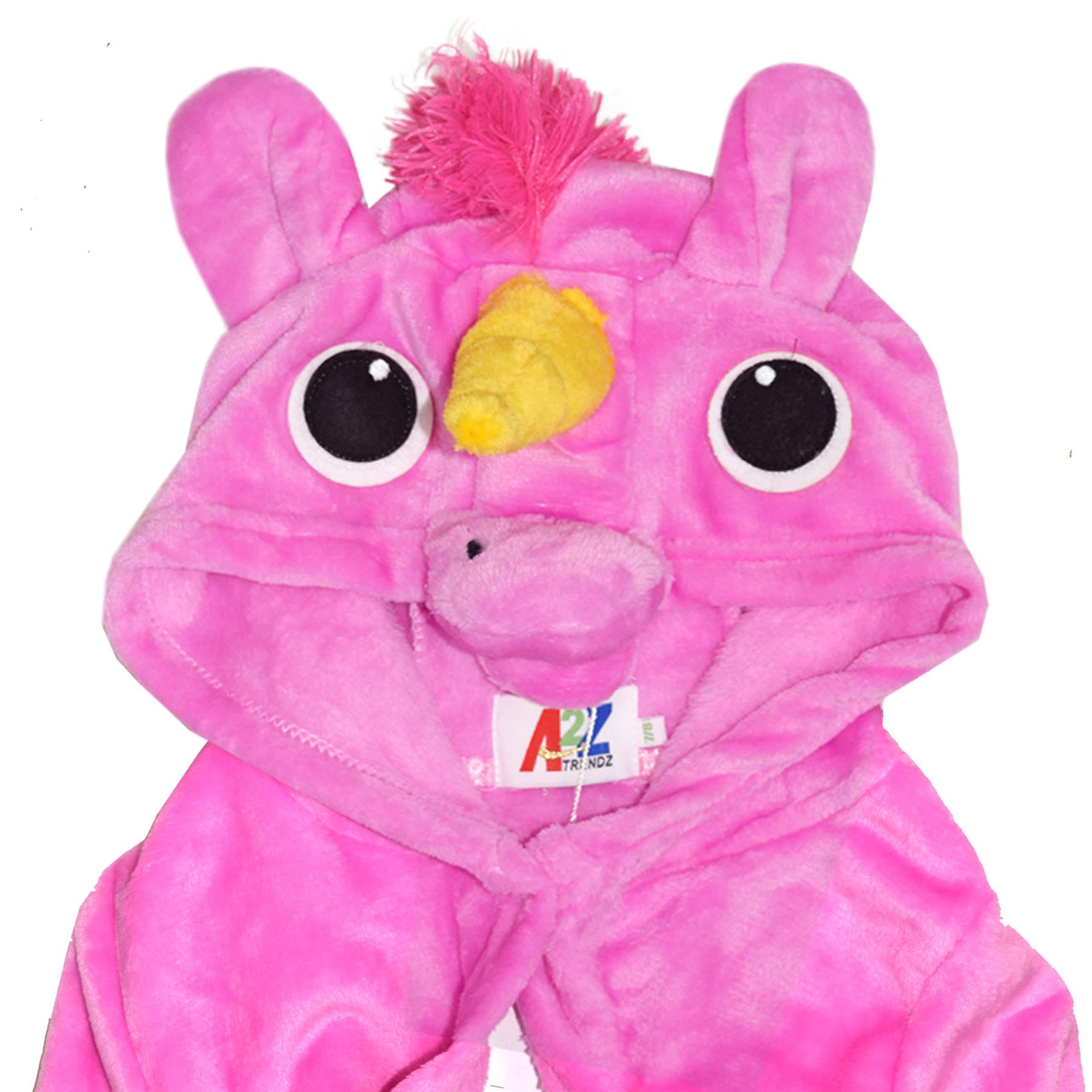 A2Z 4 Kids Super Soft 3D Animal Detail Dressing Gown Nightwear Hooded Robe 2-1 - Picture 23 of 154