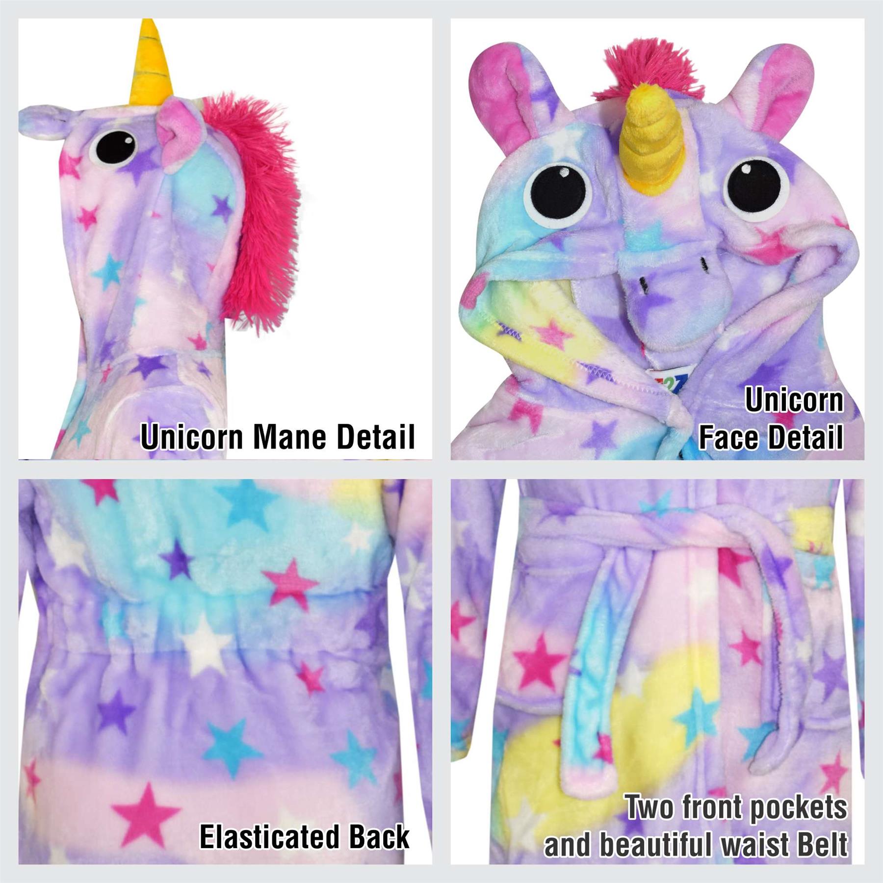 A2Z 4 Kids Super Soft 3D Animal Detail Dressing Gown Nightwear Hooded Robe 2-1 - Picture 133 of 154
