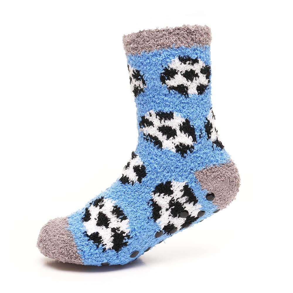 Kids Boys Soft Fluffy Slipper Socks Warm Winter Non Skid Gripper Cosy Socks - Picture 7 of 10