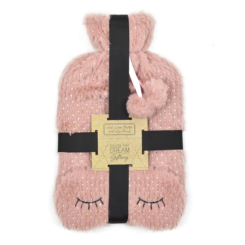 1.5 L Leak Proof Hot Water Bottle Bag Plush Cover Eye Mask | Hot Or Cold Therapy - Picture 3 of 5