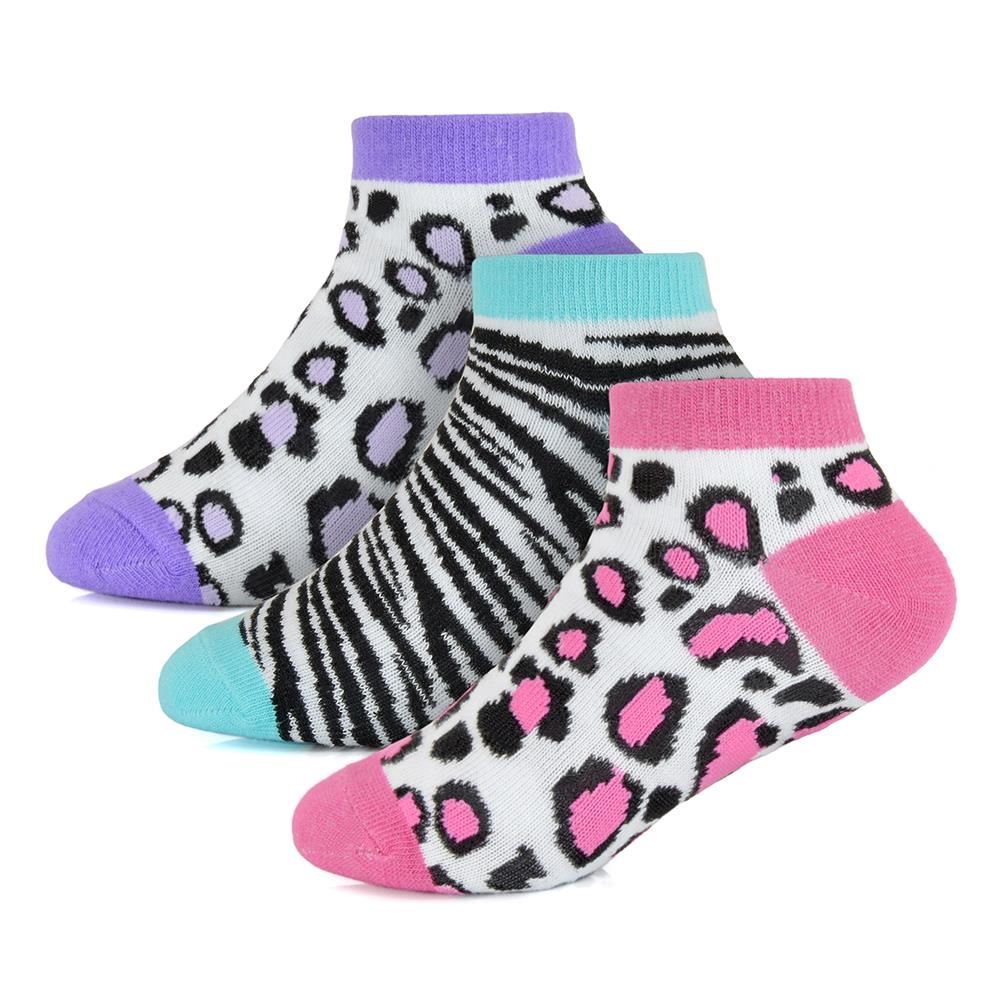 Kinder Mädchen Camouflage und Leopard Trainer Socken 3er-Pack Kinder Schuhe Socken 2-10 Jahre - Bild 6 von 14