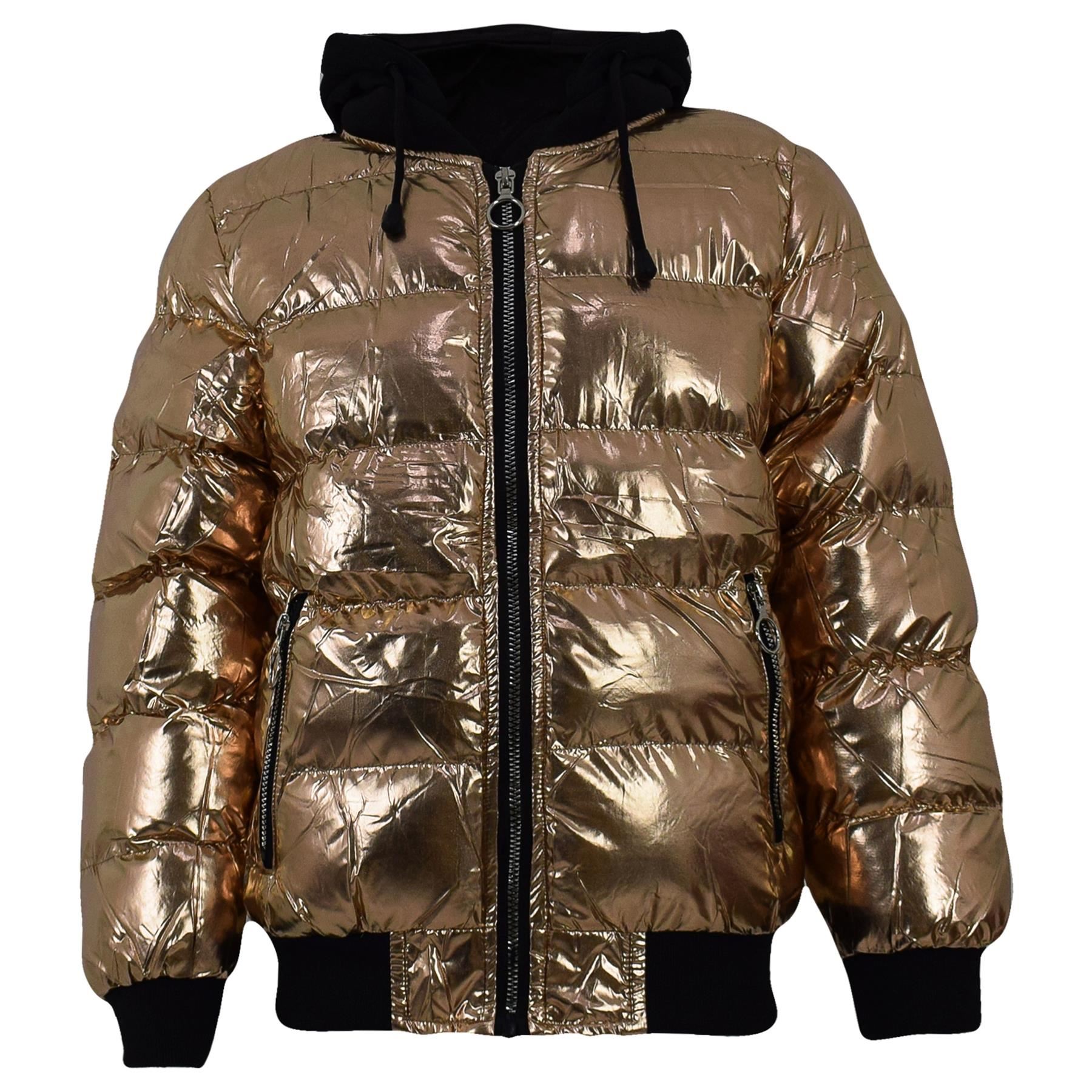 Bambine Ragazzi Moda Lucido Giacca Imbottita Metallico Effetto Bagnato Bolle