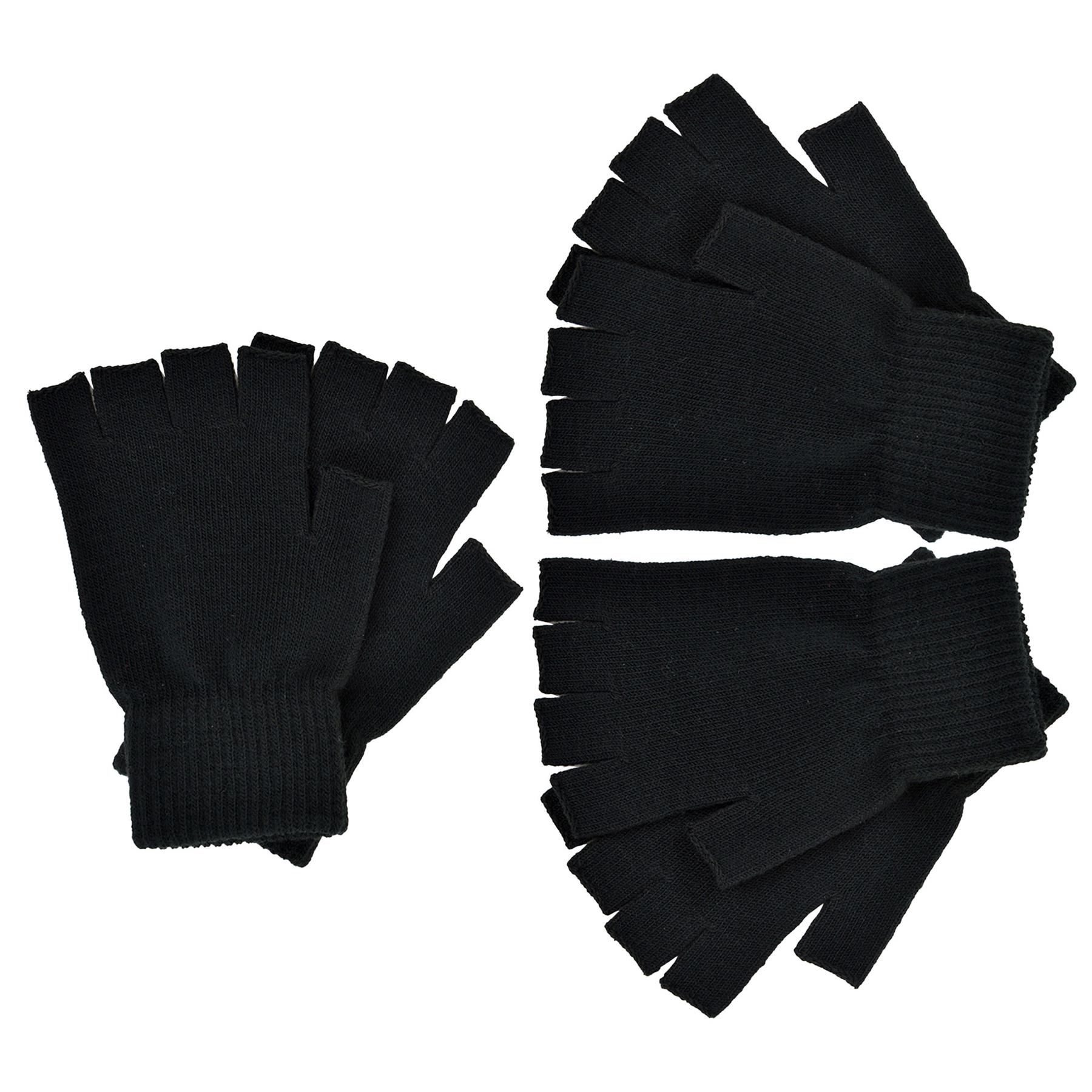 Mens Gloves Thermal Warm Winter Touchscreen Fingerless Magic Half Finger Mittens - Picture 2 of 7