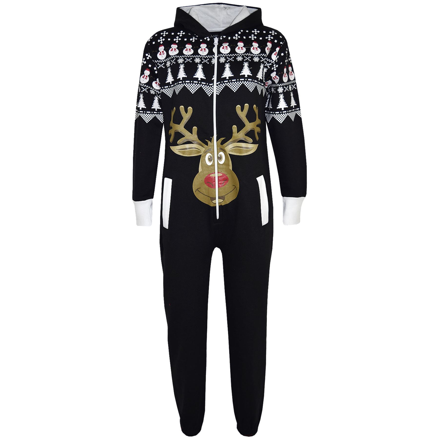 Kids Girls Boys Novelty Christmas Santa Reindeer A2Z Onesie One Piece Jumpsuit - Picture 32 of 58