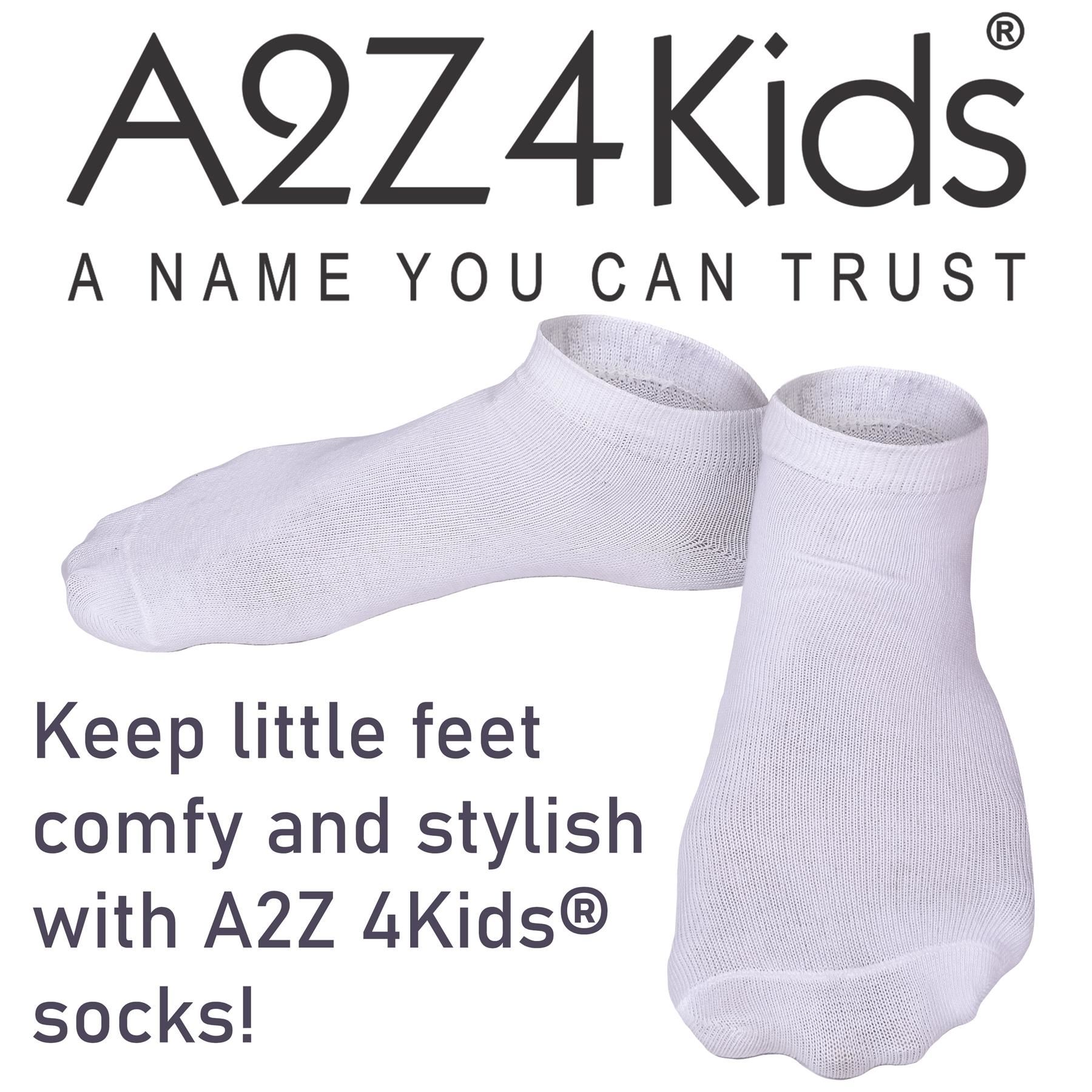 A2Z 4 Kids Girls Boys 12 Pack Plain Trainer No Show Socks Cotton School Socks - Picture 24 of 25