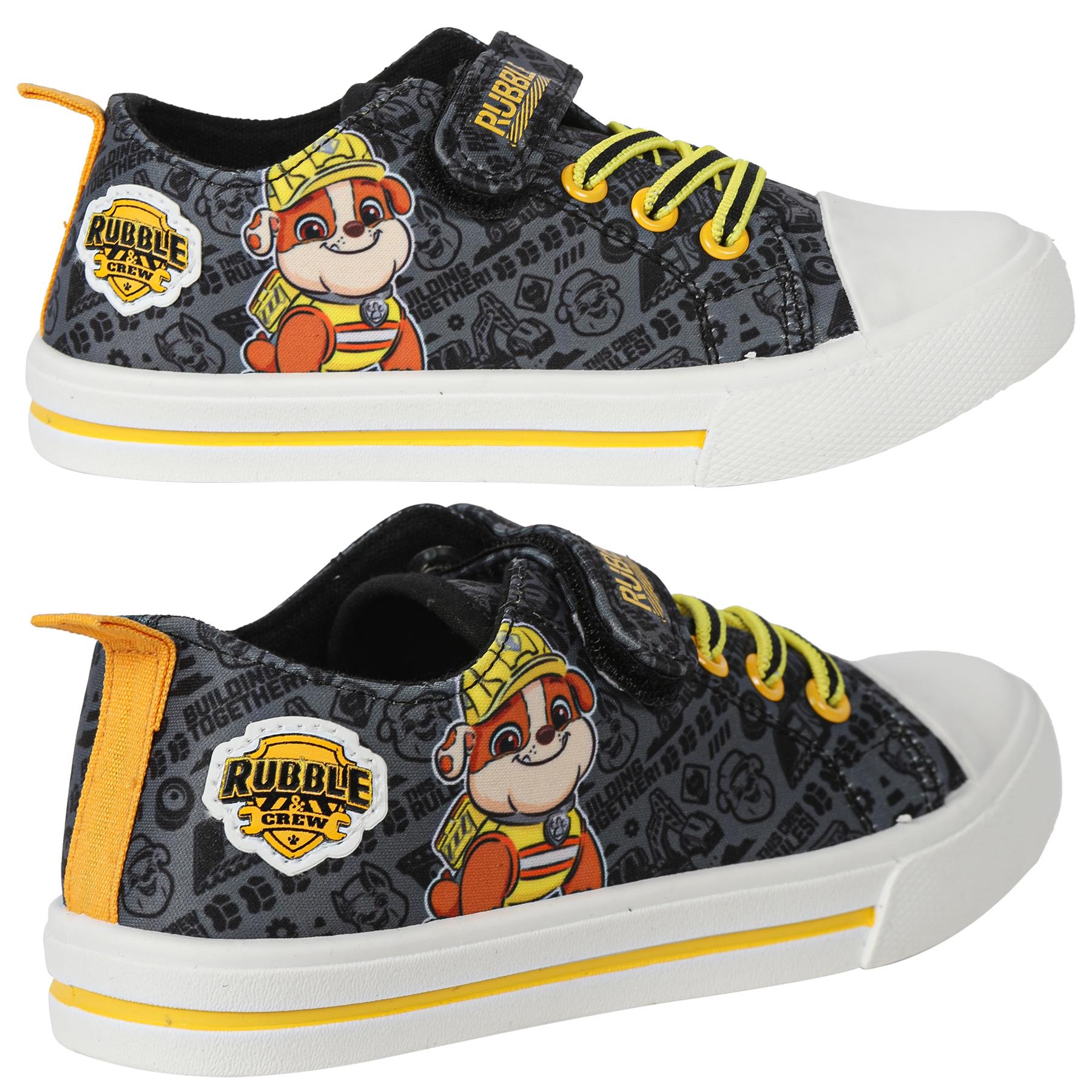 Kids Paw Patrol Rubble & Crew Low Top Canvas Trainers Official Licensed Shoes - Picture 4 of 8