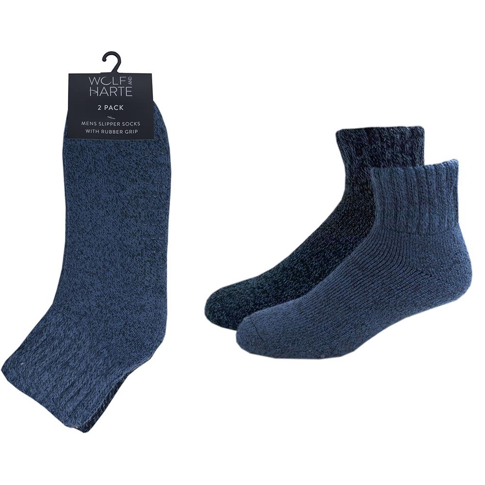 A2Z Mens 2 Pack Slipper Grip Sock Non Slip Comfortable For Daily Wear Cosy Socks - Picture 5 of 6