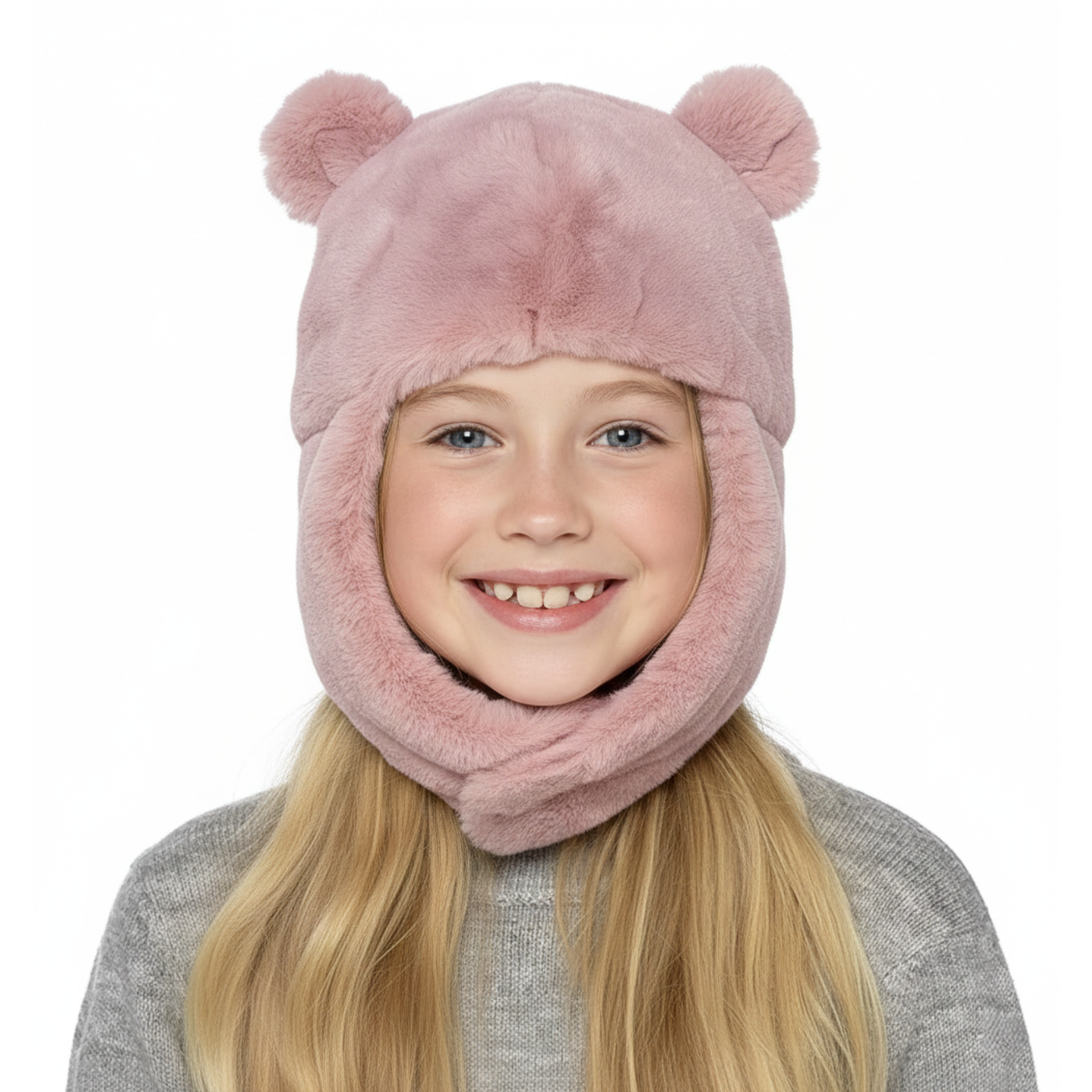 A2Z 4 Kids Girls Hats Faux Fur Fluffy Caps Chin Fastening Winter Warm Cozy Hats