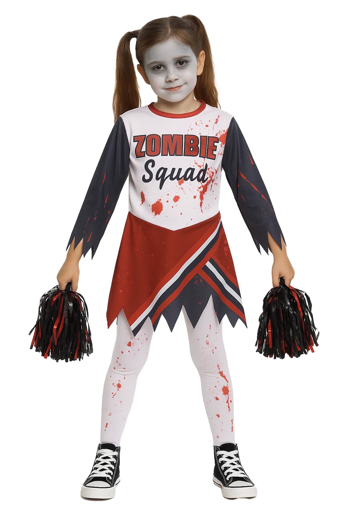 Kinder Mädchen Zombie Cheerleader Halloween Kostüm Halloween Partys Outfit - Bild 4 von 43