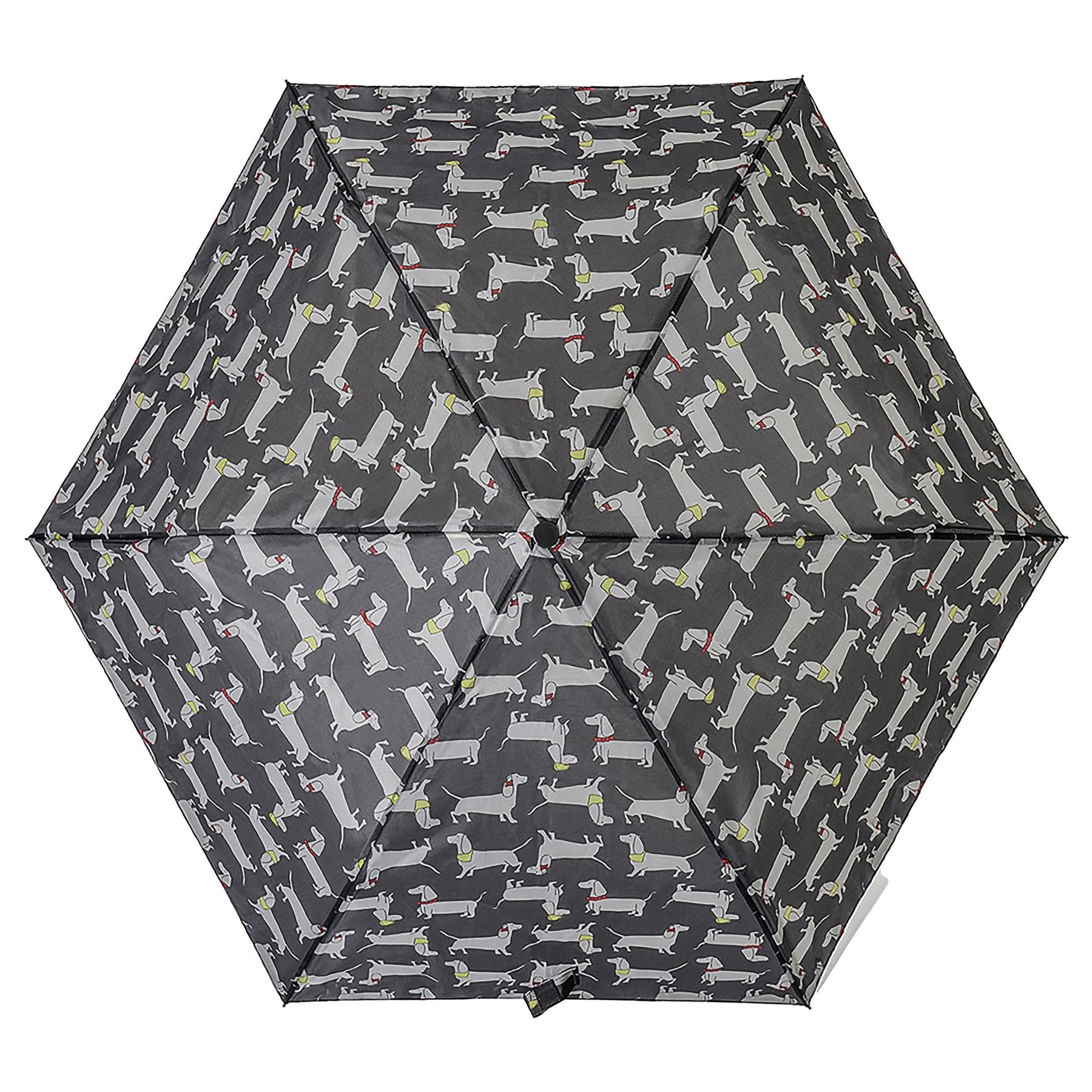 Ladies Supermini Folding Umbrella Sausage Dog AOP Weather Resist Compact Brolly - Picture 7 of 11