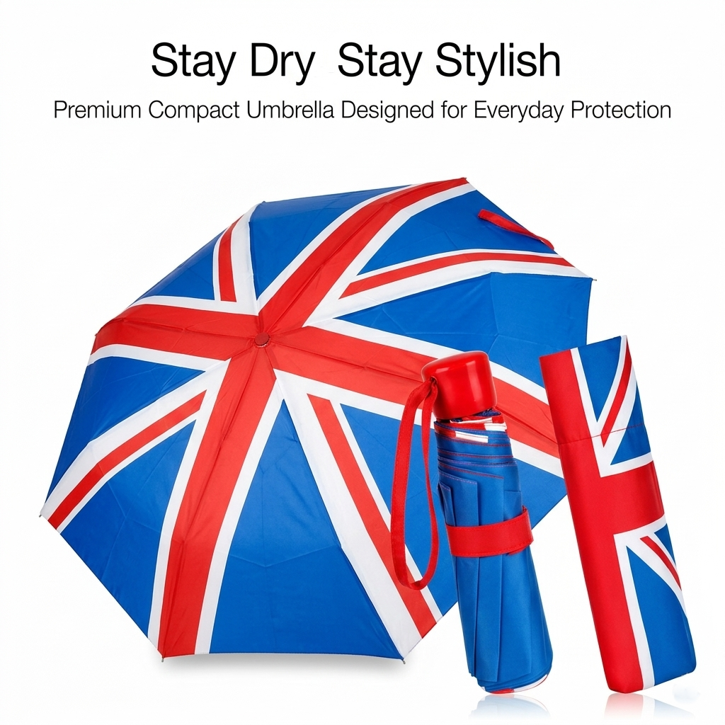A2Z Union Jack Supermini Umbrella Weather Resist Compact UK Flag Folding Brolly