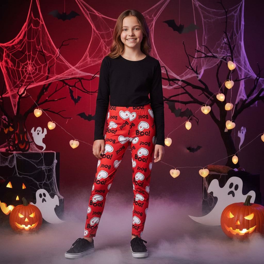 Niñas Halloween Leggings Telaraña Estampado Calavera Leggings Disfraz Elegante 3-13 Años - Imagen 34 de 43