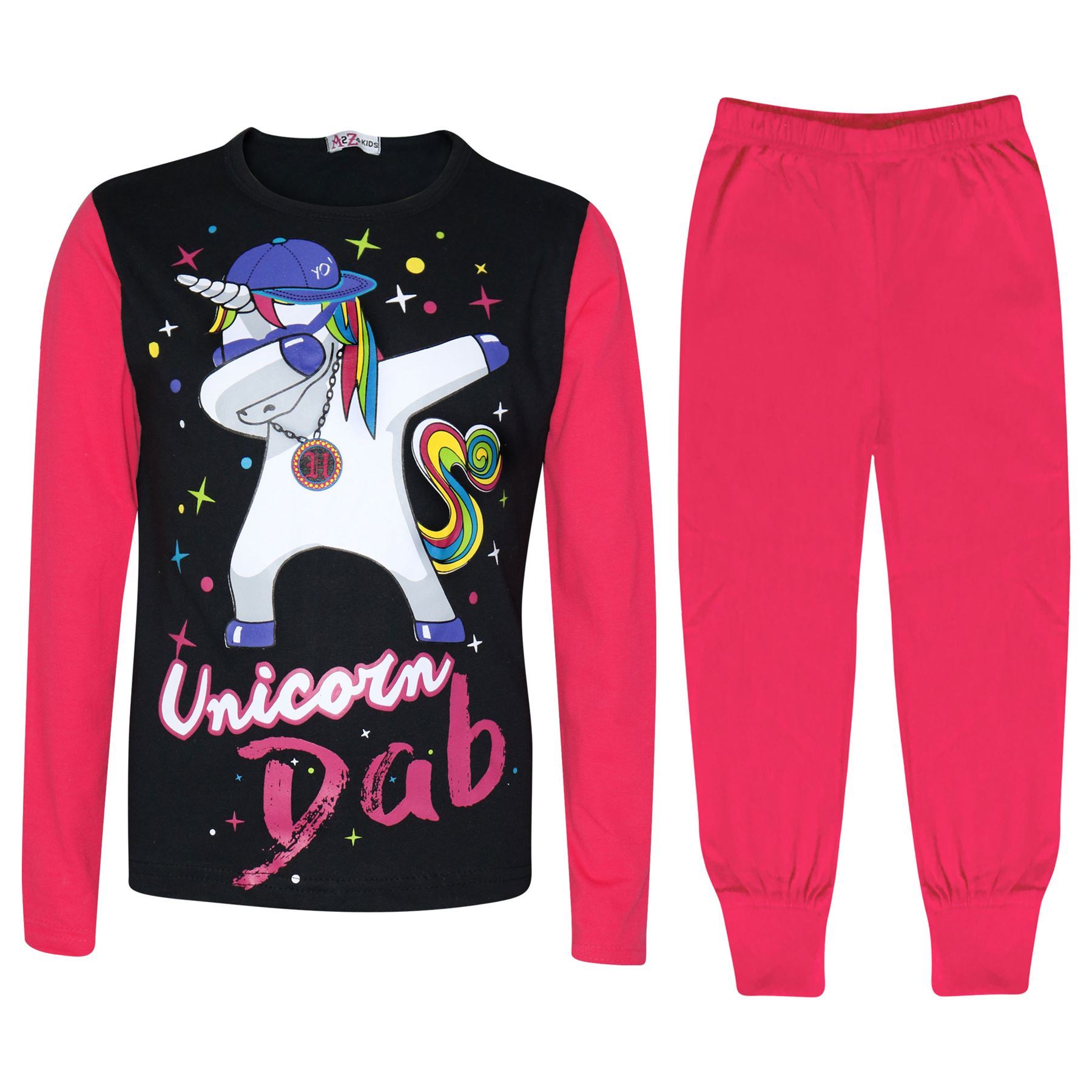 Kids Girls Pyjamas Designer Unicorn Dab Floss Lounge Wear Nightwear PJS 5-13 Yr - Produktbild 1