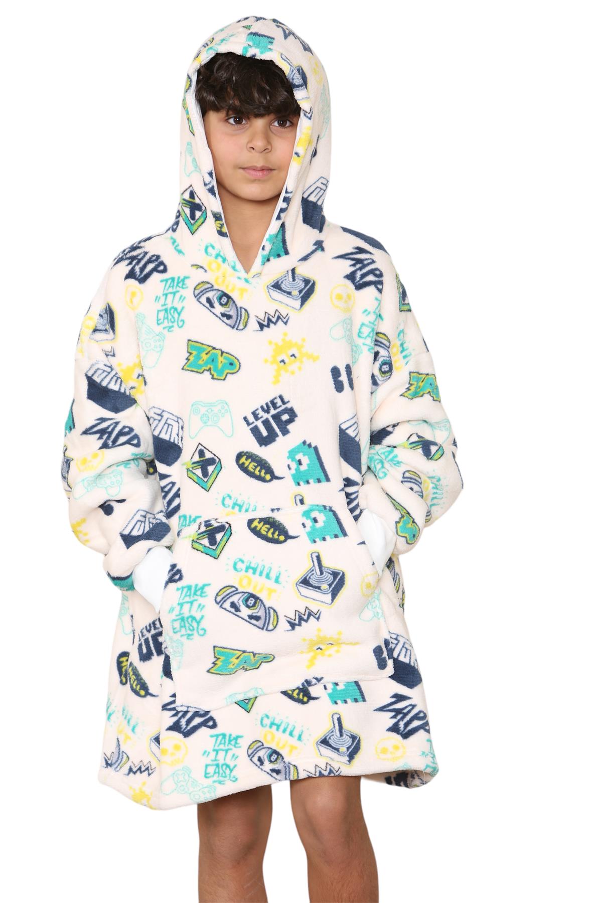 Kids Girls Boys Oversized Hoodie Animal Snuggle Blanket Super Soft Warm Fleece - Picture 6 of 47