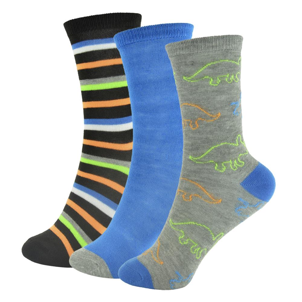 Kids Boys Dinosaur Designed Socks 3 Pack Activewear Soft Warm Socks for Boys - Picture 3 of 6