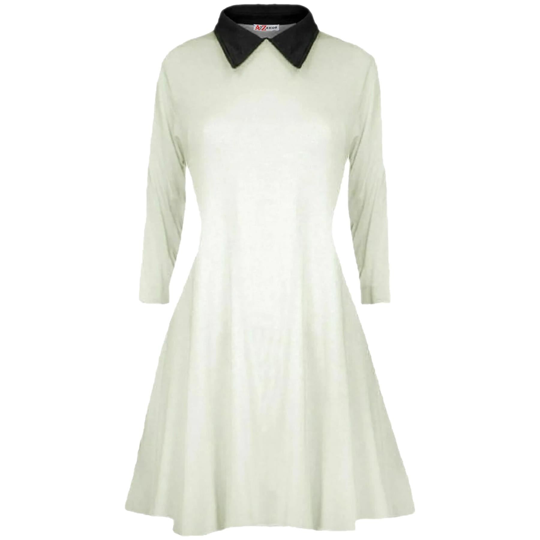 Kids Girls Halloween Swing Dress Peter Pan Collar Flared Skater Dresses 5-13Y - Picture 7 of 25