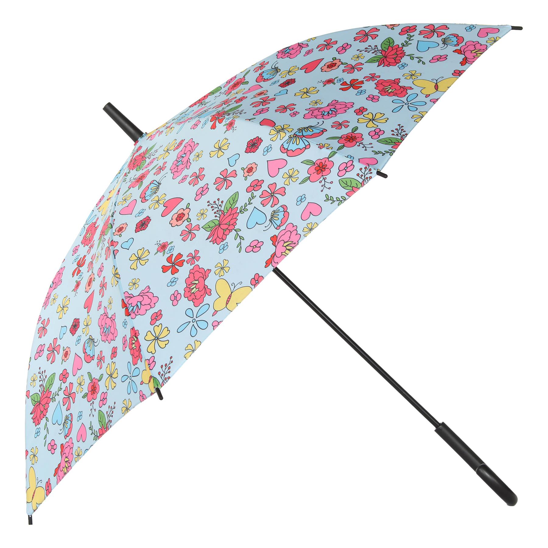 Kids Stick Umbrella Walking Umbrellas Rainwater 8 Rib Firm Flower AOP Fun Brolly - Picture 4 of 6
