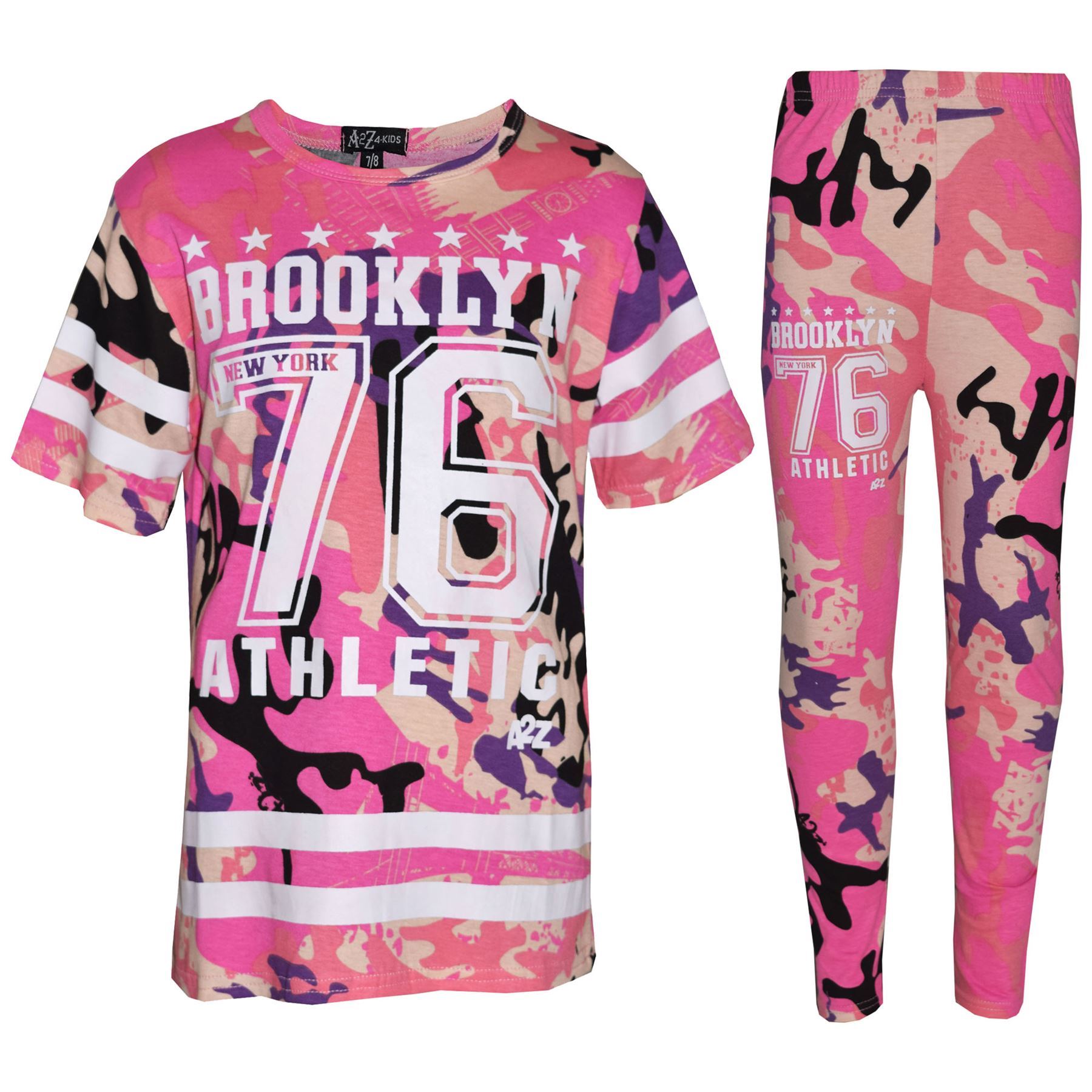 Kids Crop Top & Legging Set Active Wear Girls 5-13 Years - Picture 3 of 7