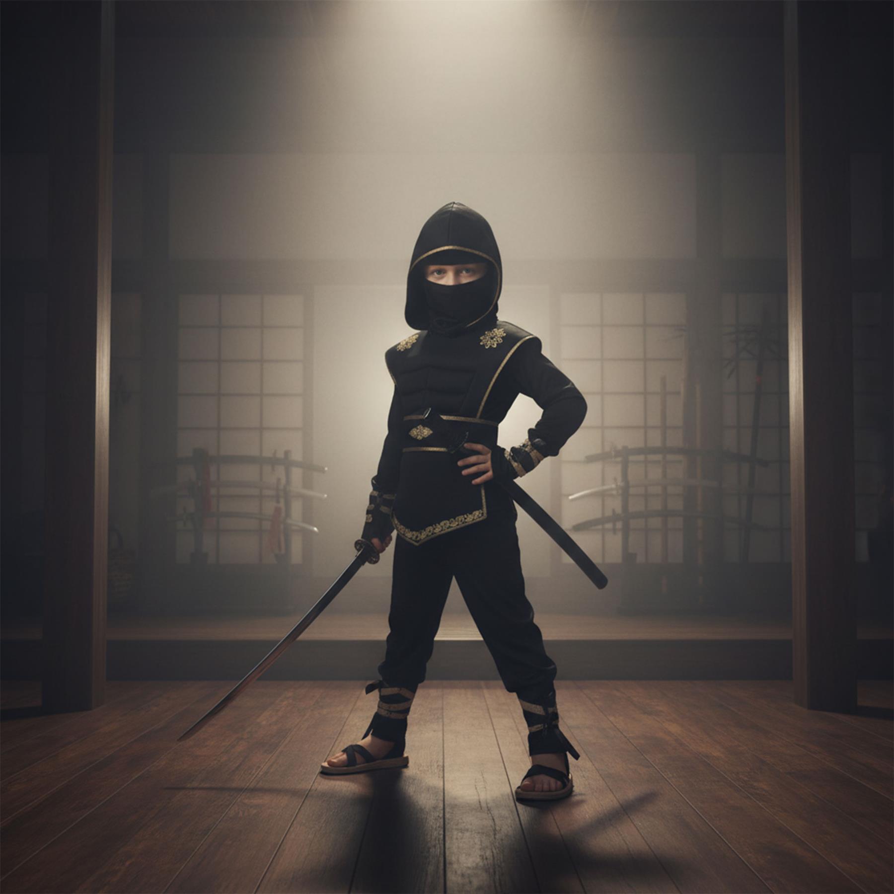A2Z 4 Kinder Jungen Mädchen Ninja Halloween Kostüm Verkleidung Schulpartys Kostüm - Produktbild 3