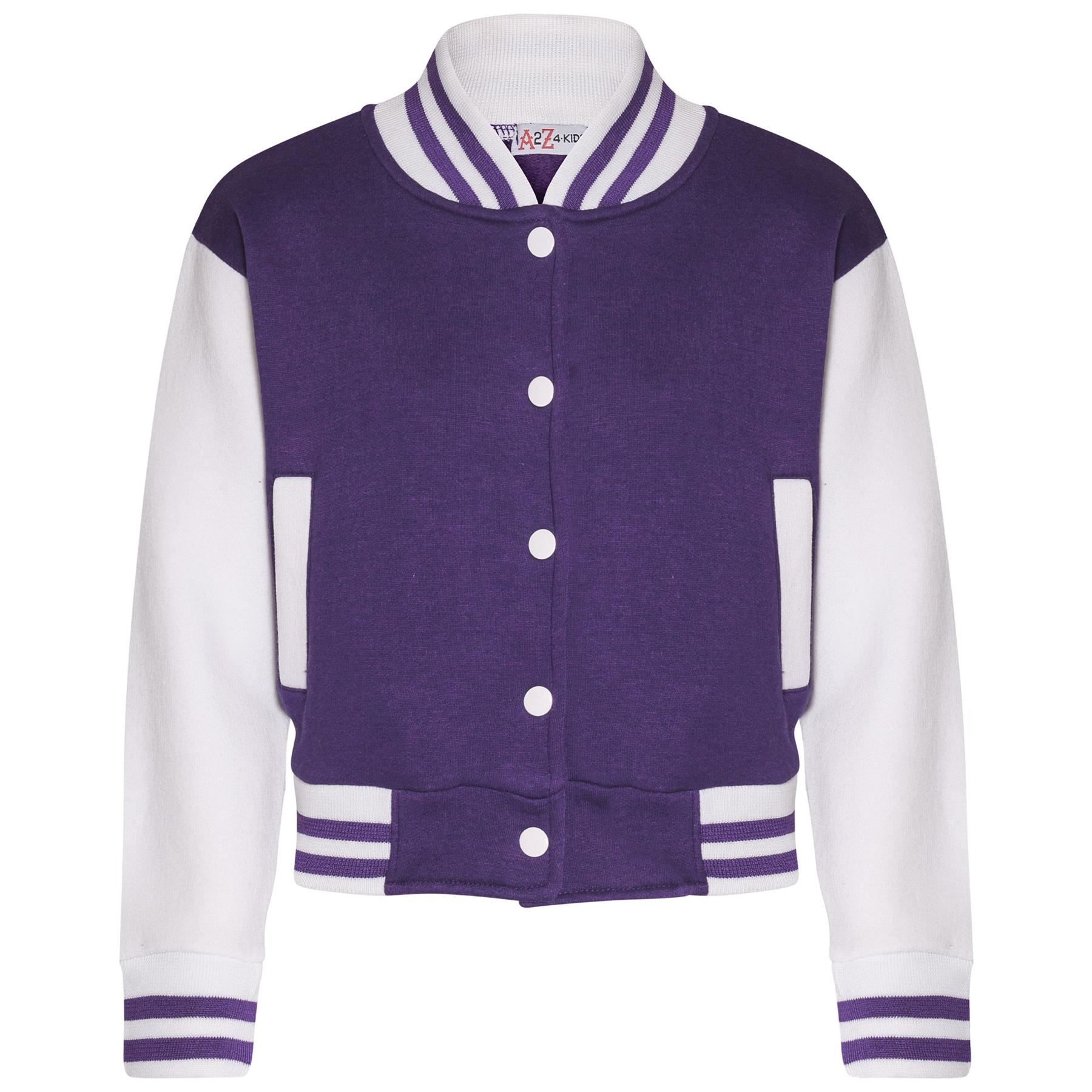 Kids B.B Plain Jacket Varsity Style Long Sleeve Coat Girls Boys Age 2-13 Years - Picture 63 of 106