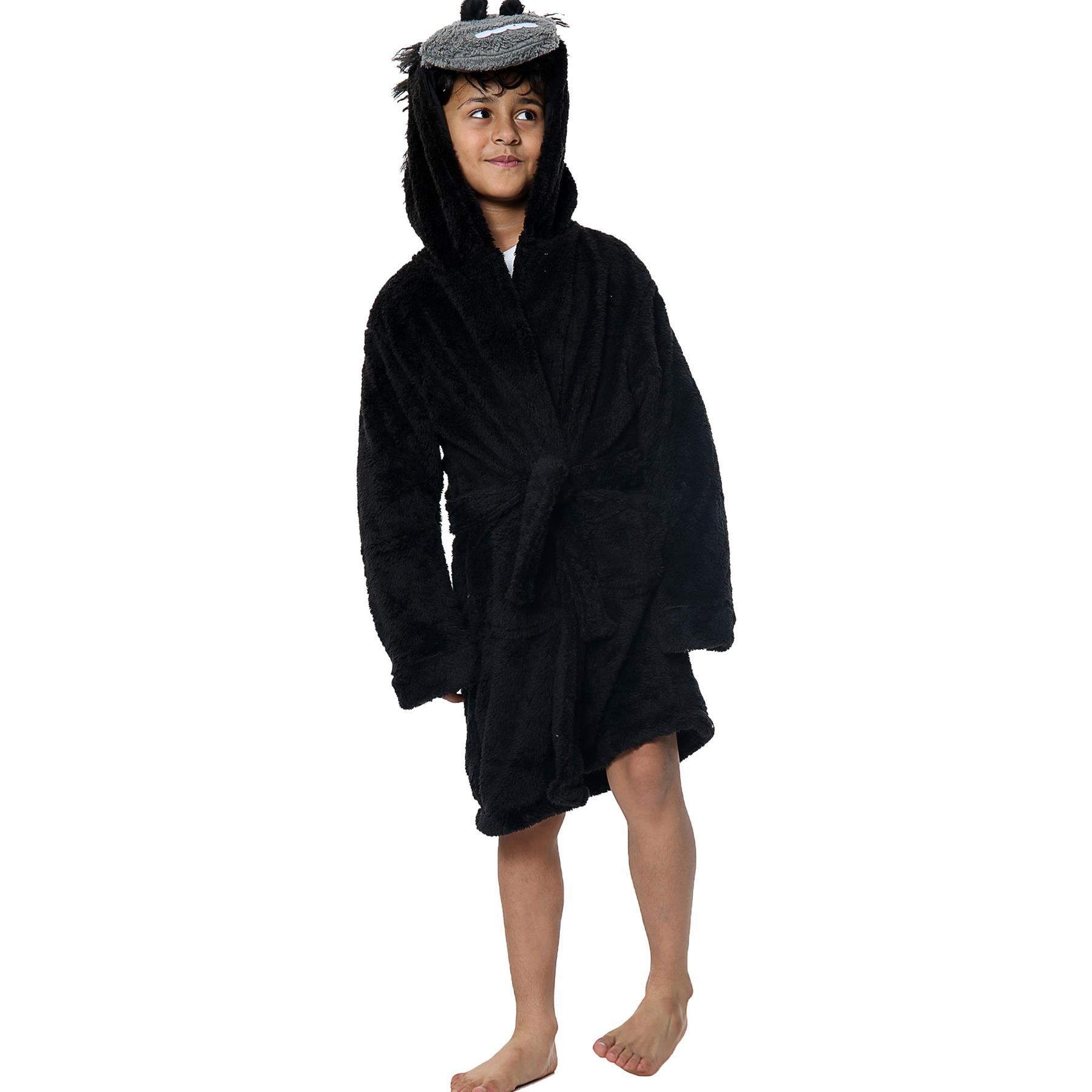 A2Z 4 Kids Super Soft 3D Animal Detail Dressing Gown Nightwear Hooded Robe 2-1 - Picture 46 of 154