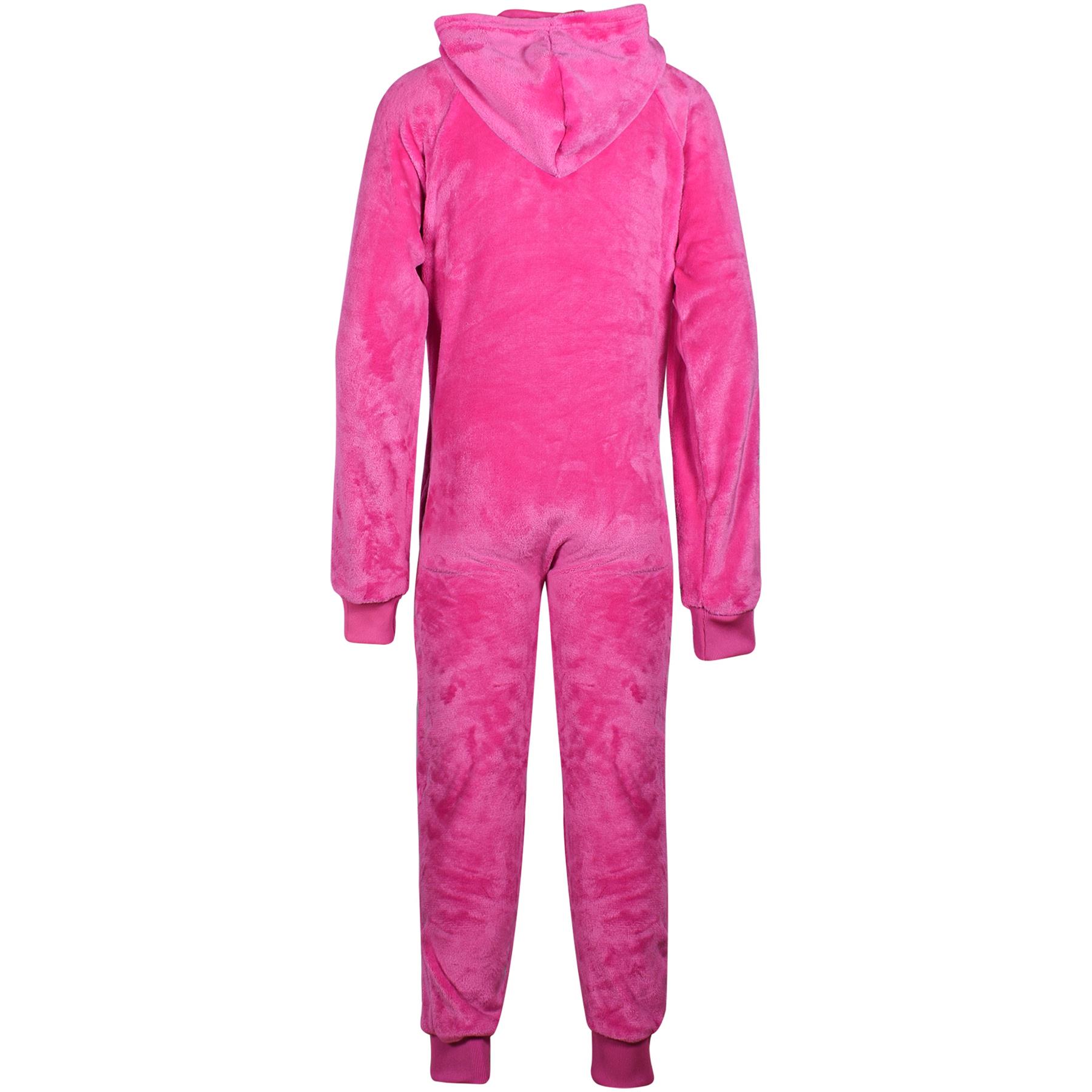 Kids Girls Boys Plain Fleece A2Z Onesie One Piece Hooded All In One Jumpsuit - Picture 24 of 27