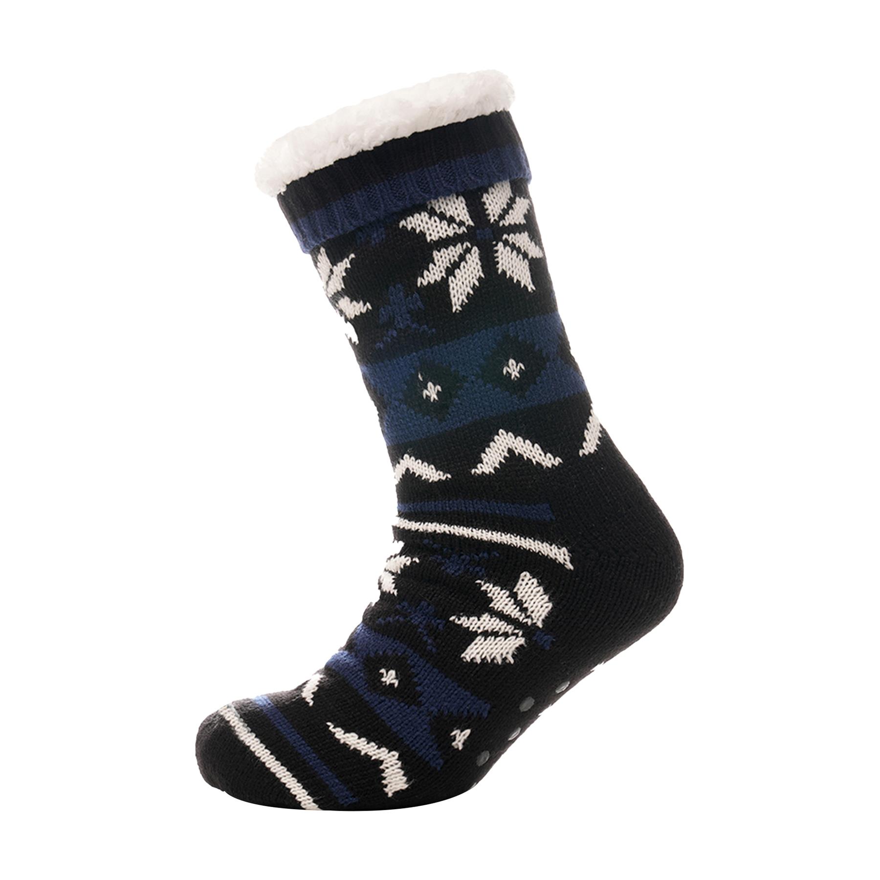 A2Z Mens Fairisle Knit Slipper Sock Soft Sherpa Lined Comfy Thick Cosy Socks - Picture 2 of 7