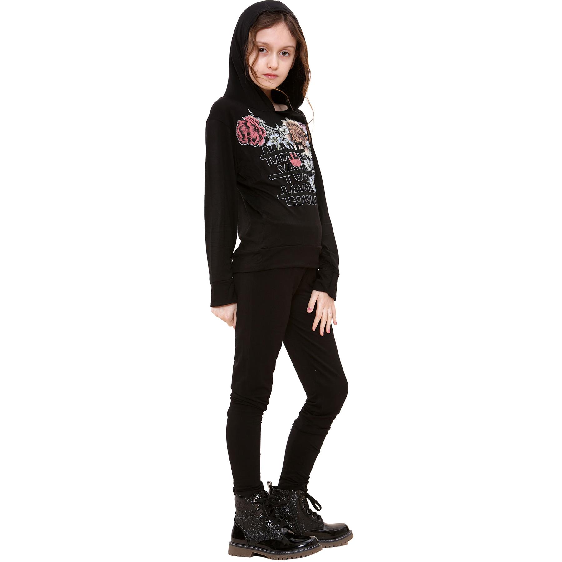 Girls Top Kids Made You Look Print Long Sleeves Hooded Top & Legging Set 5-13 Yr - Picture 10 of 21