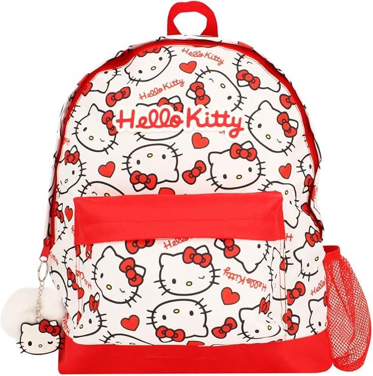 Hello Kitty Urban Sports Backpack Pom Keyring for Girls Officially Licensed