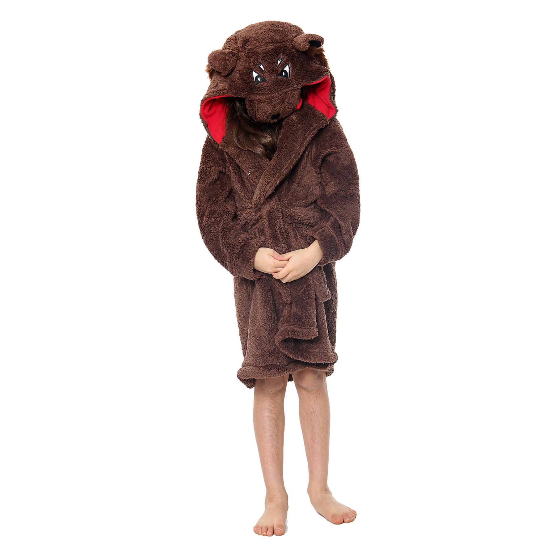 A2Z 4 Kids Super Soft 3D Animal Detail Dressing Gown Nightwear Hooded Robe 2-1 - Picture 145 of 154
