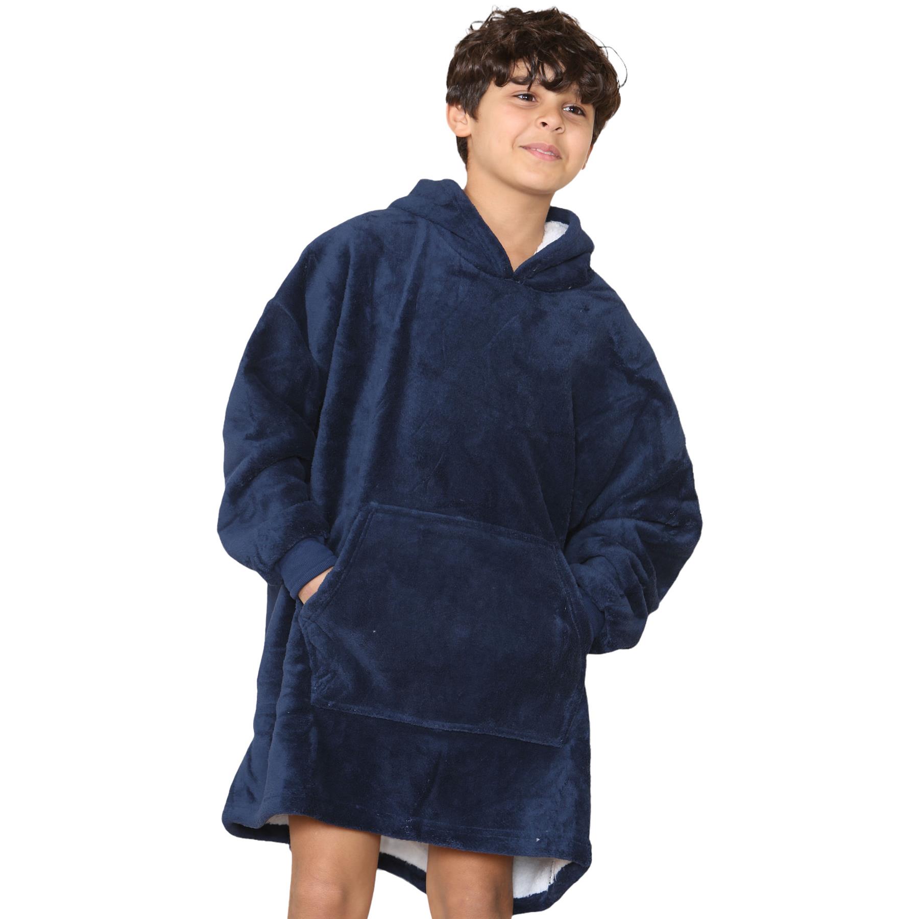 Kinder Mädchen Jungen Ultra Soft Oversized Hoodie Kuschel Plüsch Sherpa Fleece Futter - Bild 23 von 63