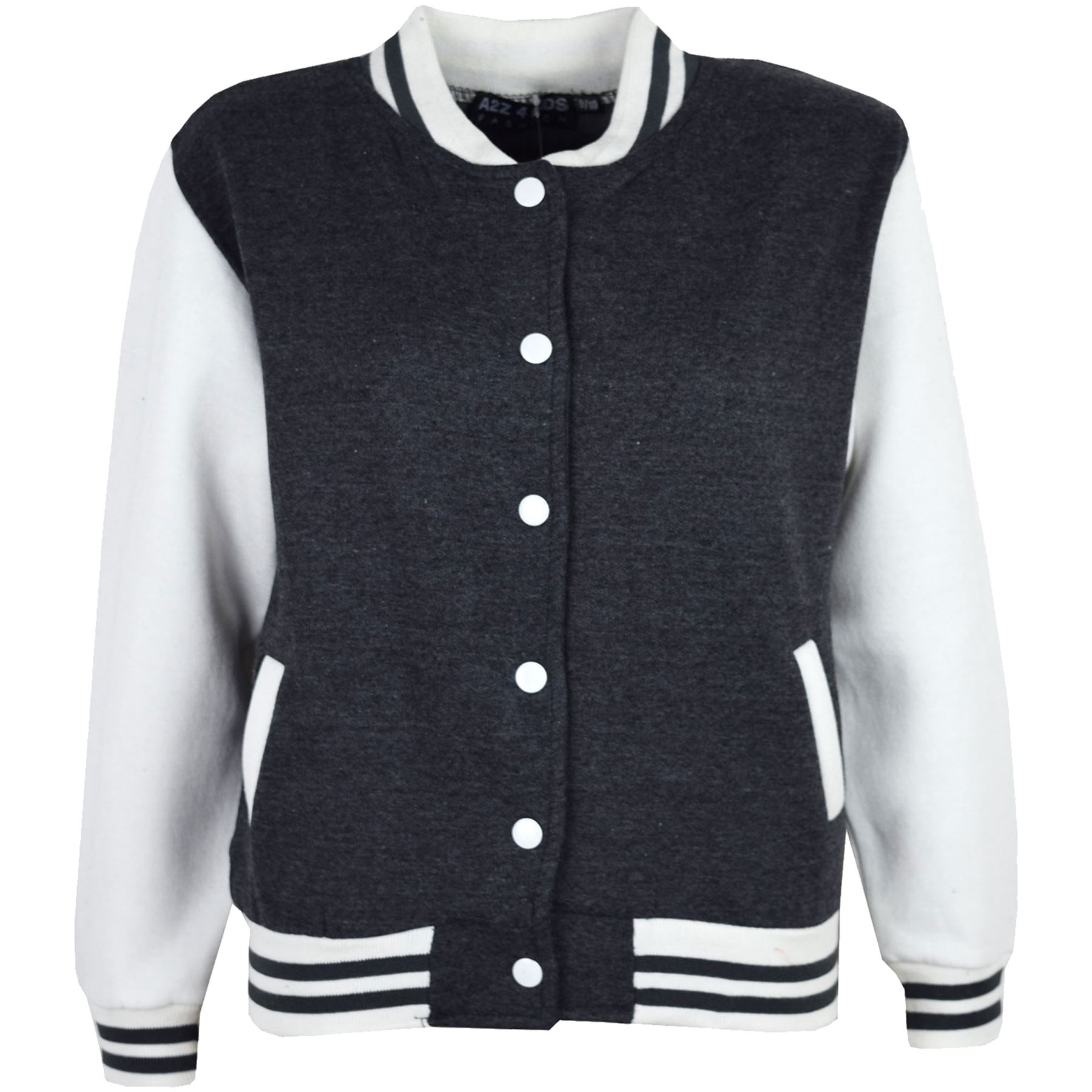 Kids B.B Plain Jacket Varsity Style Long Sleeve Coat Girls Boys Age 2-13 Years - Picture 53 of 106