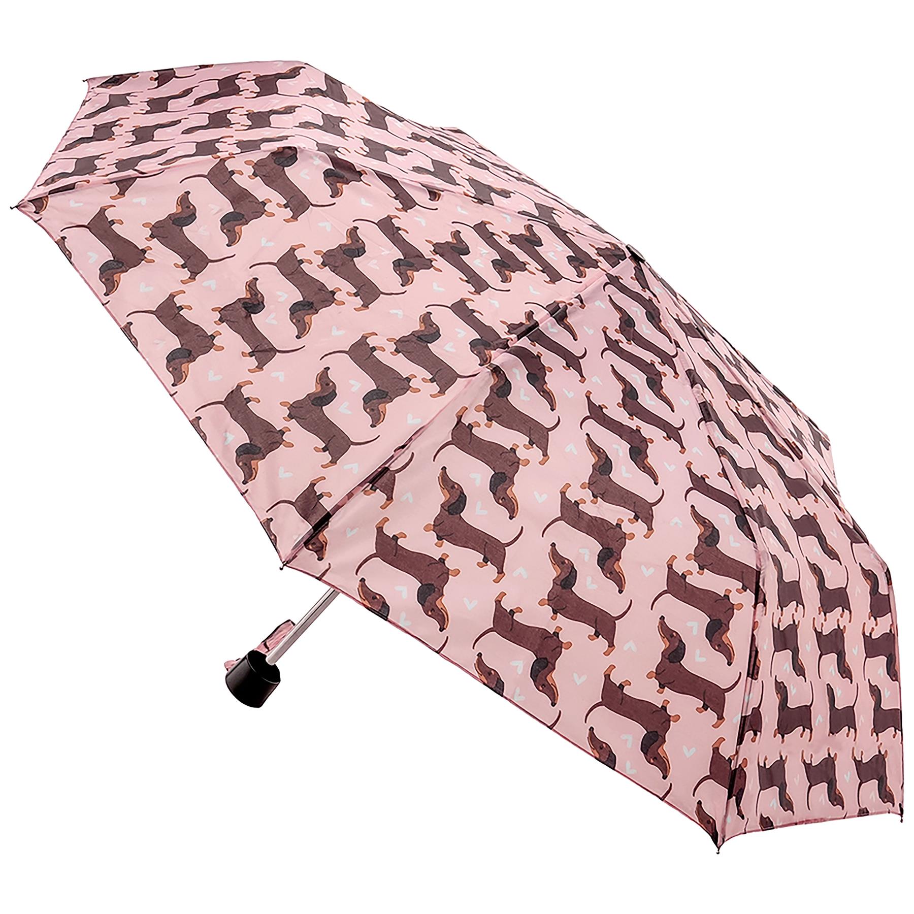 Ladies Supermini Folding Umbrella Sausage Dog AOP Weather Resist Compact Brolly - Picture 4 of 11