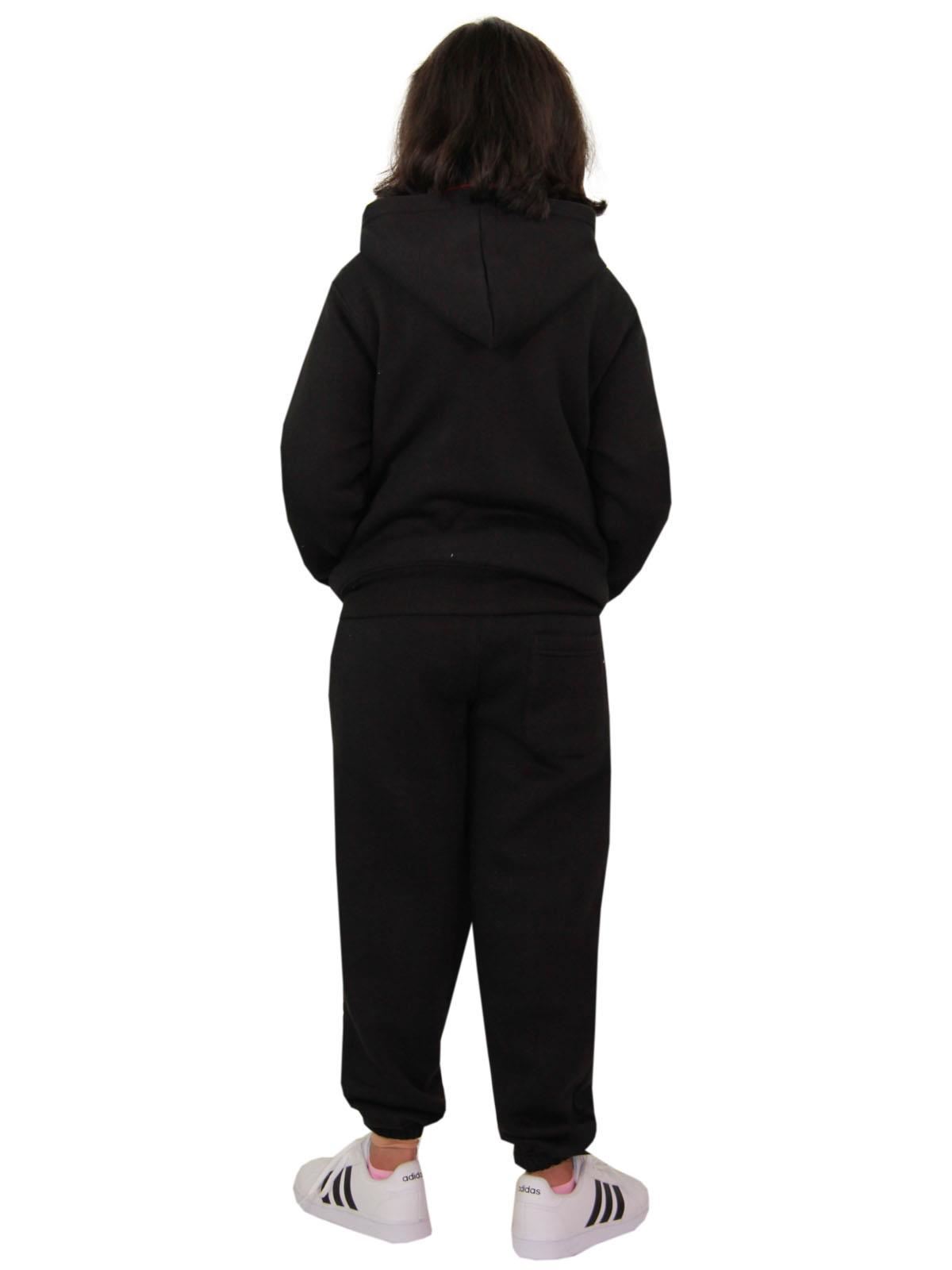 Kids Unisex Plain Tracksuit Contrast Hoodie with Joggers Sports Activewear Set - Picture 25 of 116