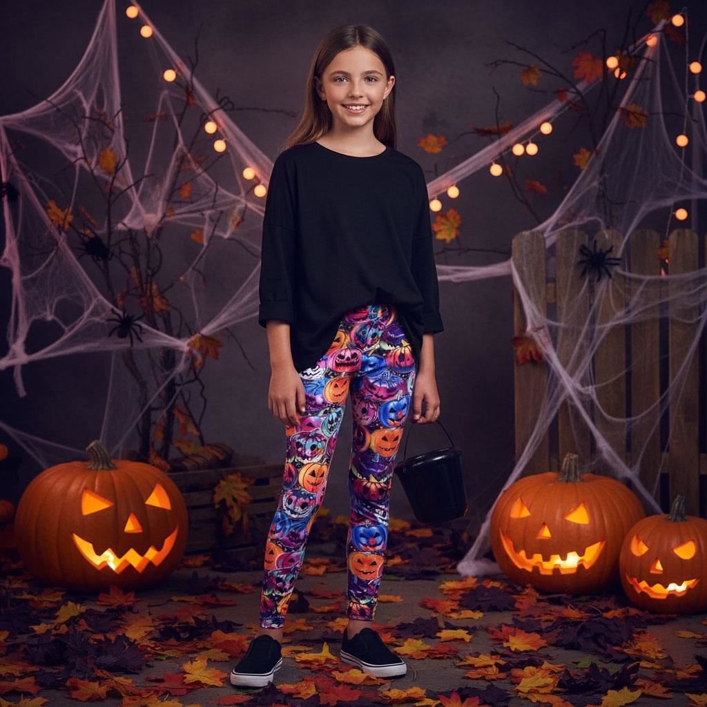 Niñas Halloween Leggings Telaraña Estampado Calavera Leggings Disfraz Elegante 3-13 Años - Imagen 27 de 43