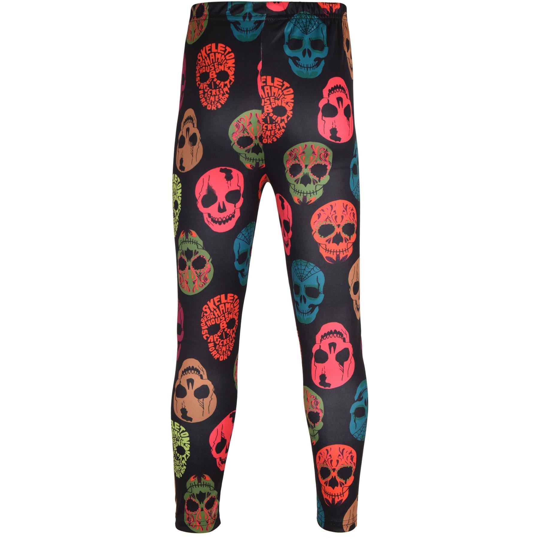 Niñas Halloween Leggings Telaraña Estampado Calavera Leggings Disfraz Elegante 3-13 Años - Imagen 15 de 43