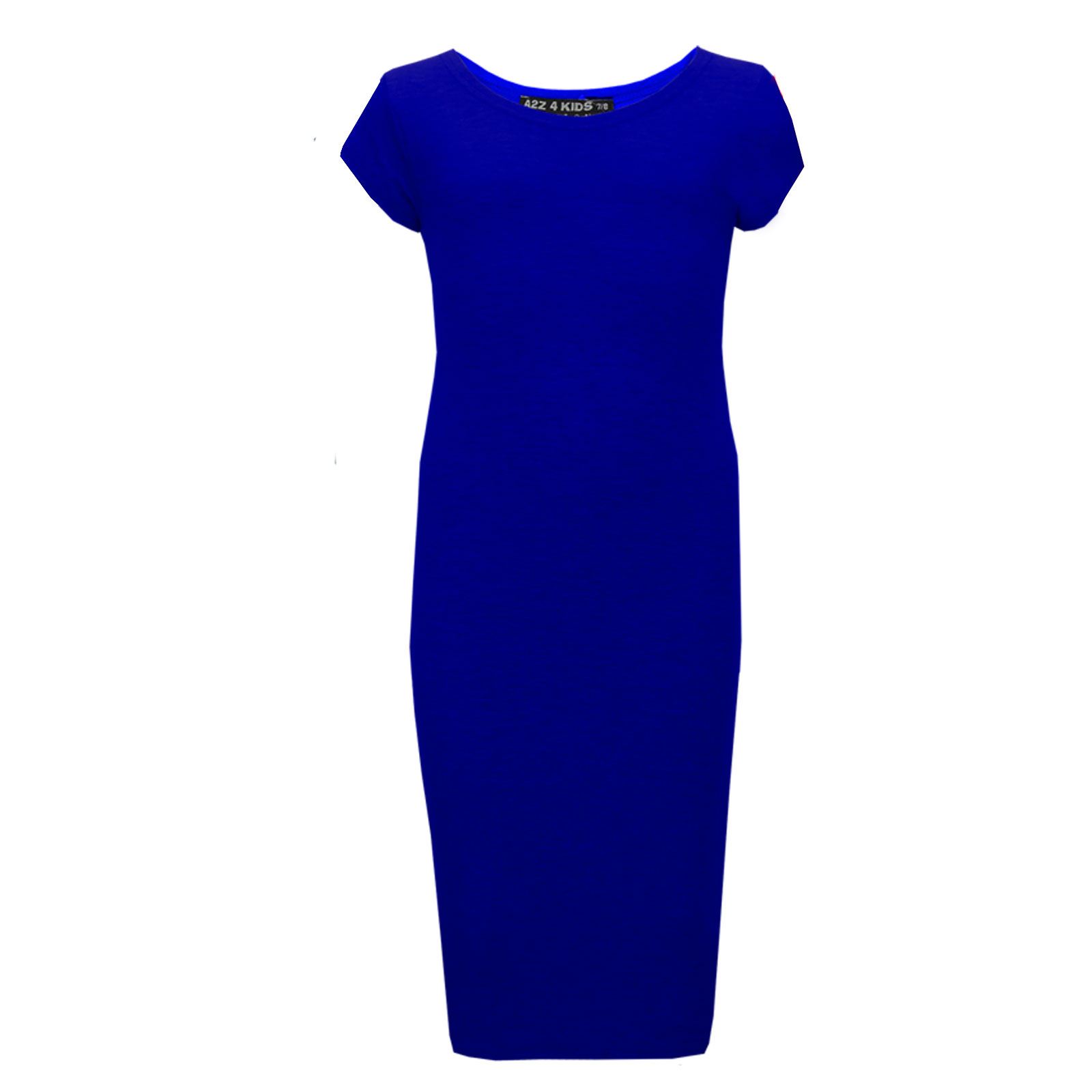 A2Z 4 Kids Girls Bodycon Plain Midi Dress Short Sleeve Dresses Party Costume - Picture 18 of 23