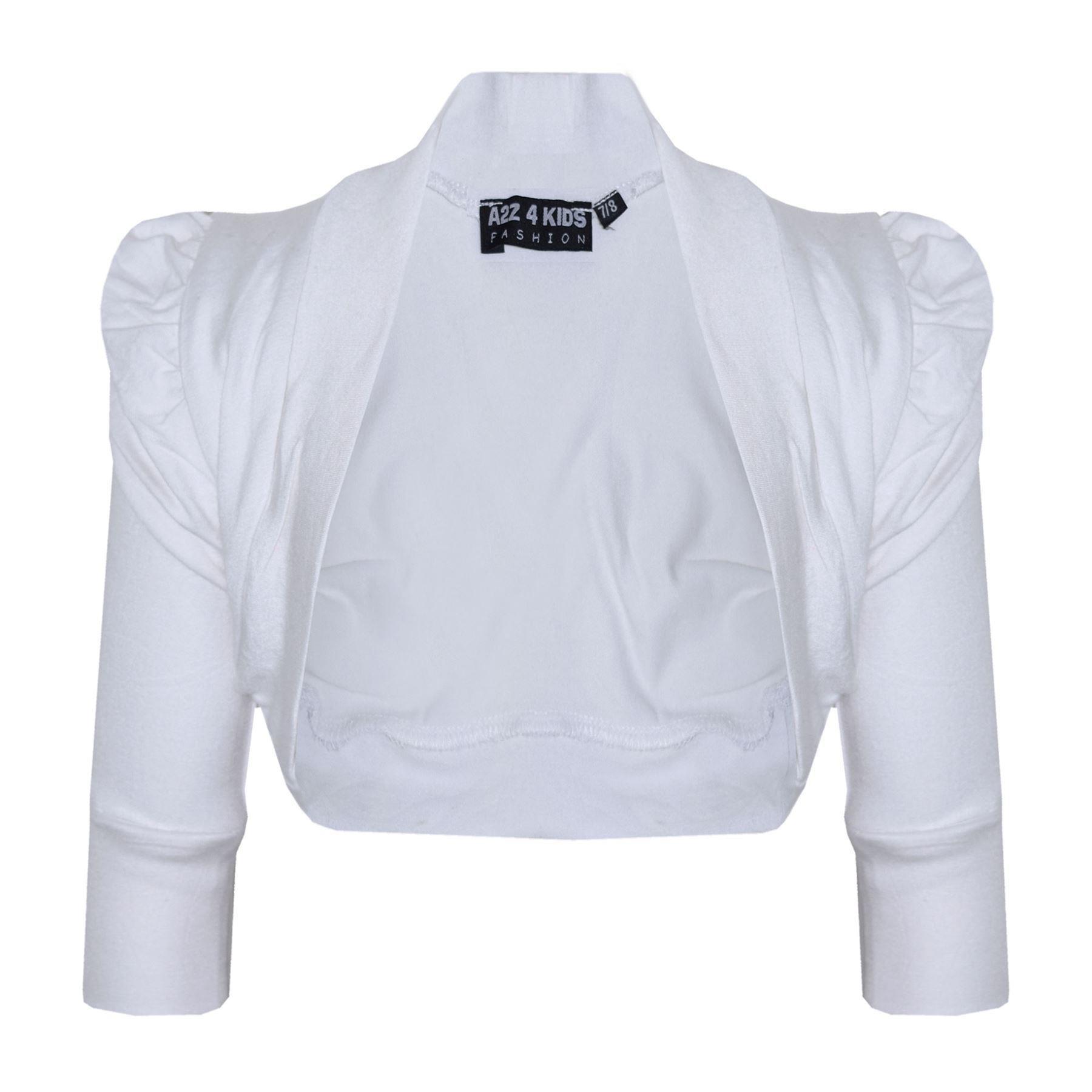 New Kids Girls Ruched Sleeve Stylish Shrug Bolero Cropped Cardigan 2-13 Years - Picture 50 of 51