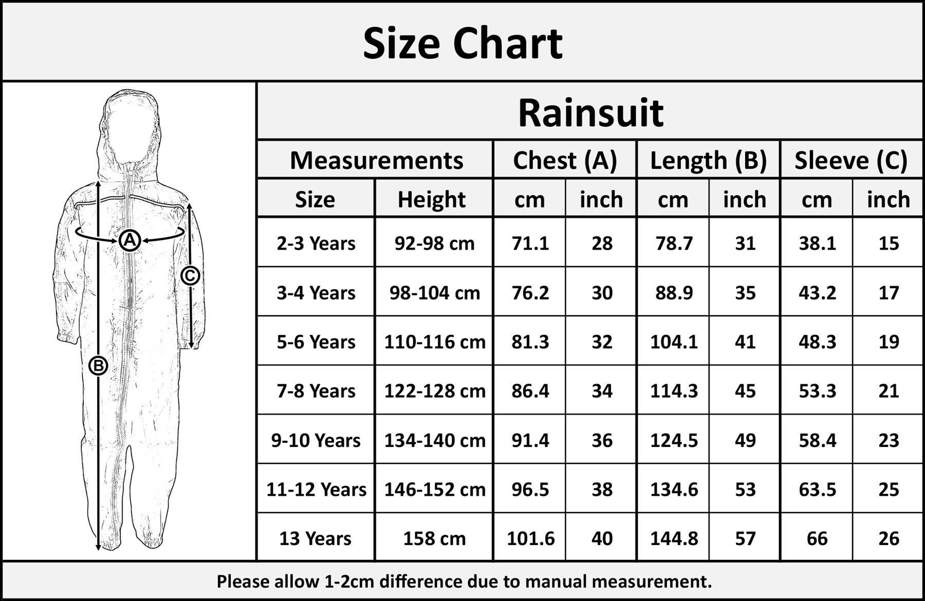 Girls Boys Raincoat Kids Puddle Suit Rainwear Waterproof Hooded Rainsuit 2-13 Yr - Picture 24 of 24