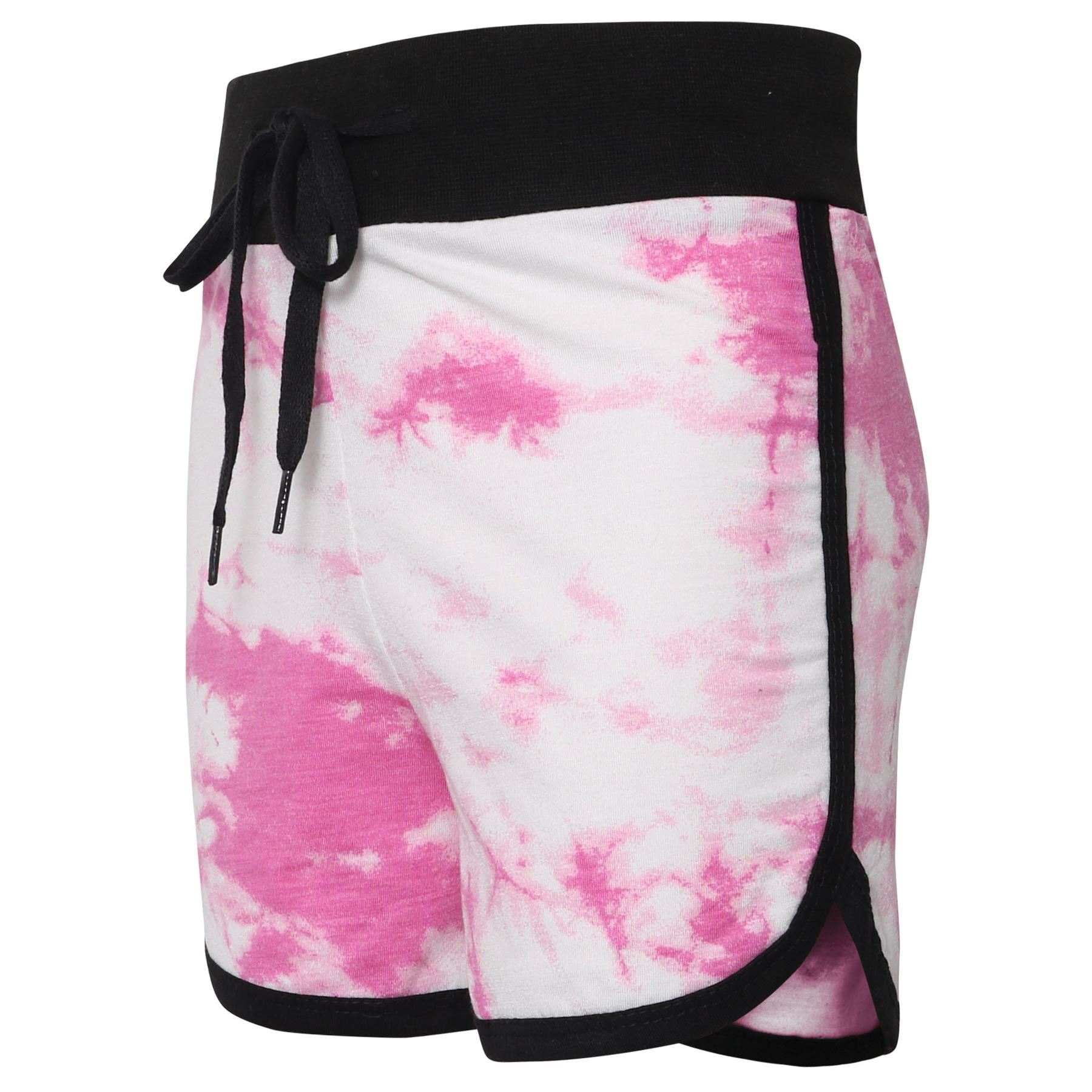 Kids Girls Shorts Gym Sports Tie Dye Pink Print Summer Hot Pant Shorts 5-13 Yrs - Picture 6 of 7