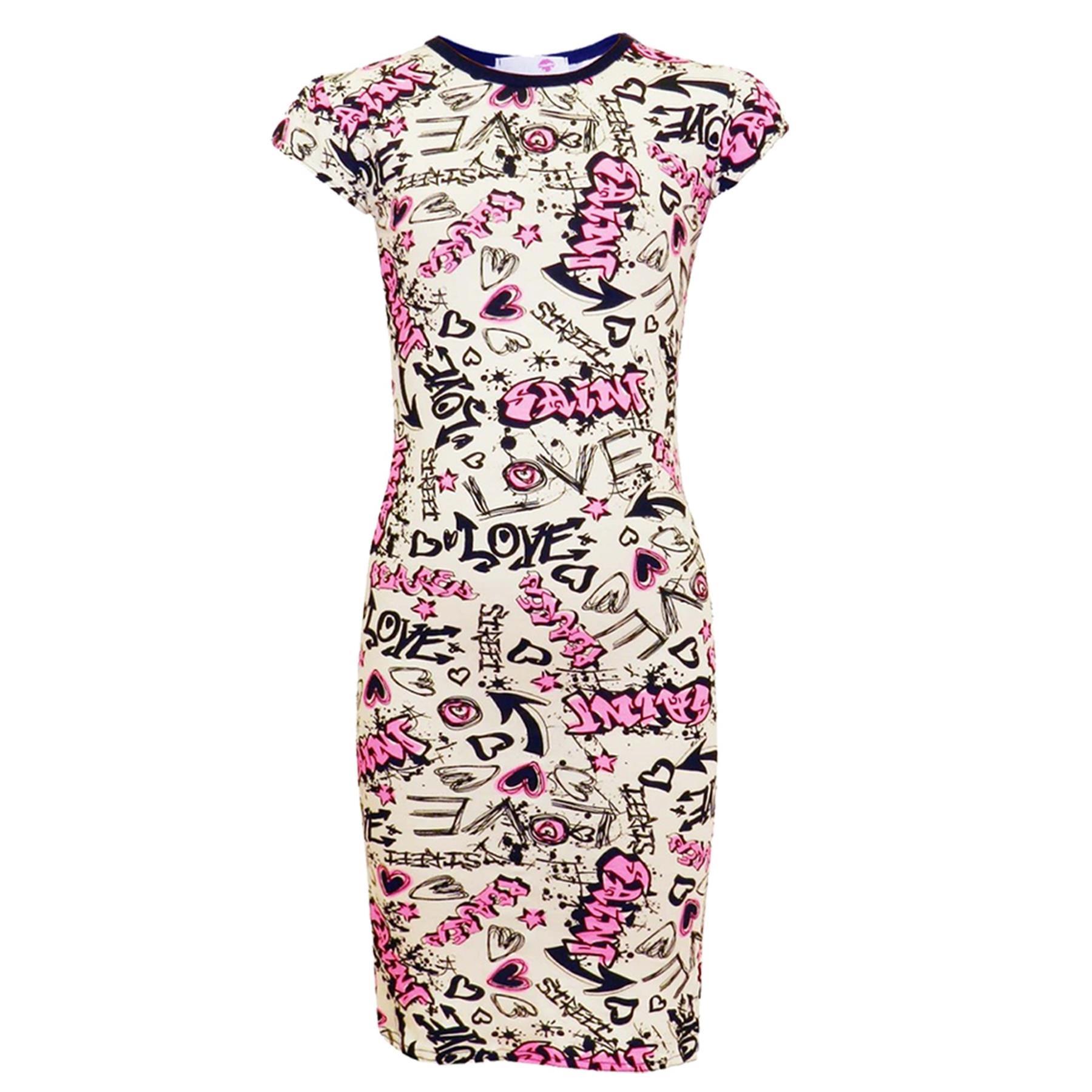 Kids Girls Love Comic Graffiti Print Legging Skater Midi Dress Crop Top Skirt - Picture 10 of 14