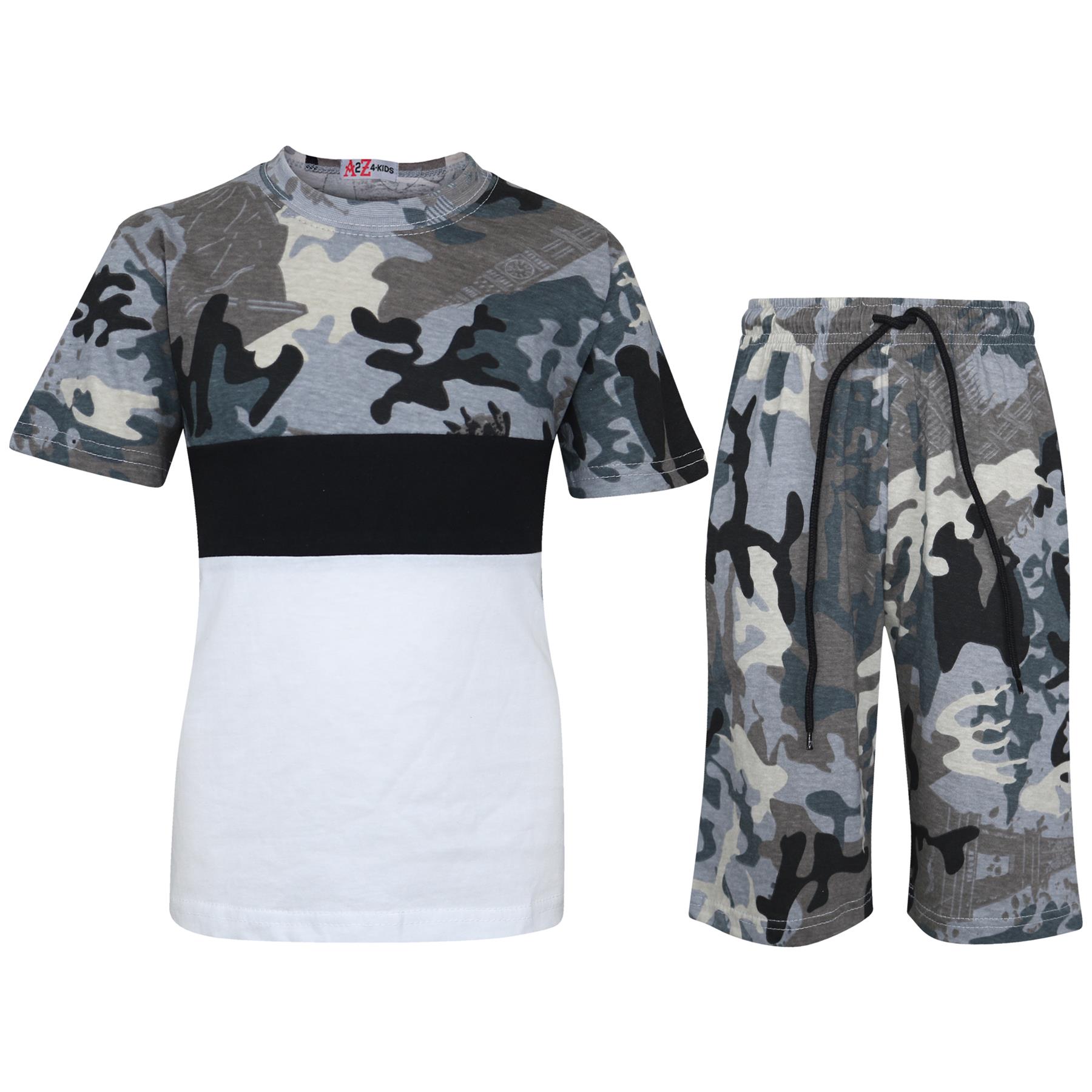 Juego de camisetas y pantalones cortos con panel de contraste de color para niños ropa de verano niñas niños de 5-13 años - Imagen 13 de 41