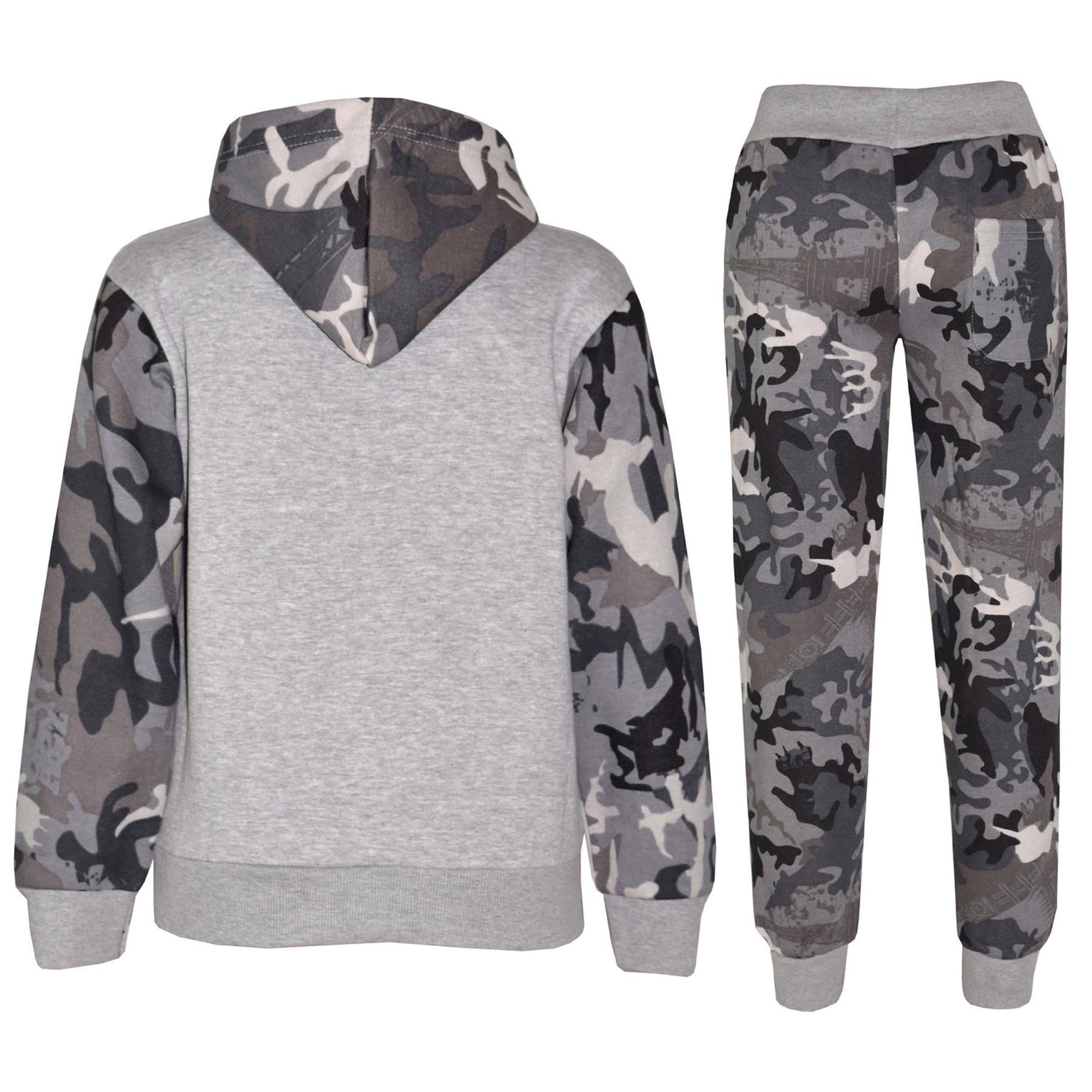 A2Z 4 Kids Boys Girls Tracksuit Camouflag Contrast Grey Hoodie Jogger Outfit Set - Produktbild 4
