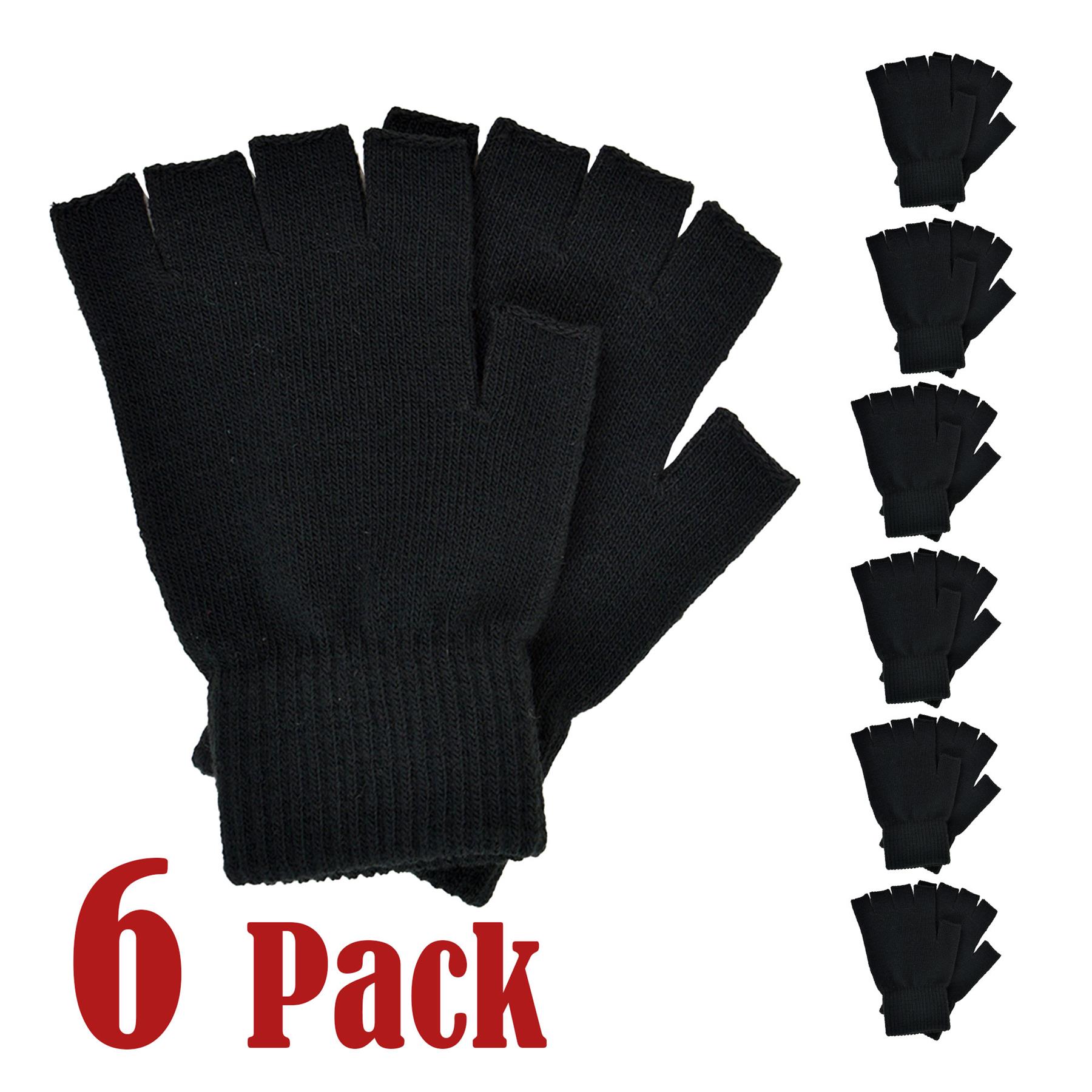 Mens Gloves Thermal Warm Winter Touchscreen Fingerless Magic Half Finger Mittens - Picture 5 of 7
