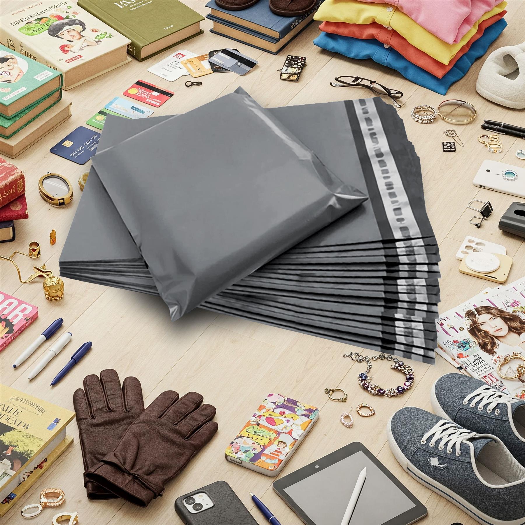 A2Z Eco-Friendly Grey Poly Mail Bag Self Seal Postal Packaging EU Safety Warning