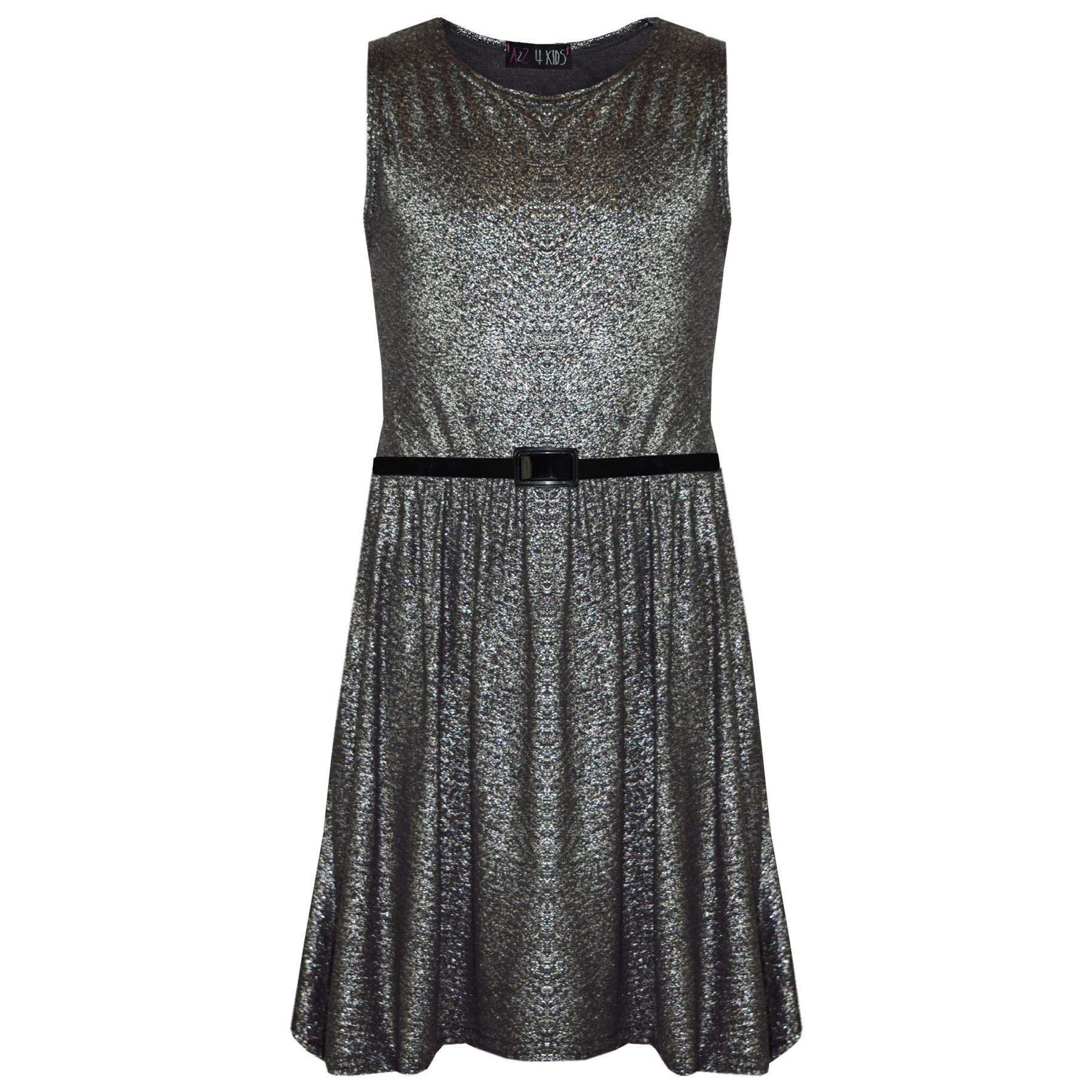 Girls Skater Dress Kids Shiny Summer Party Dresses With A Free Belt 7