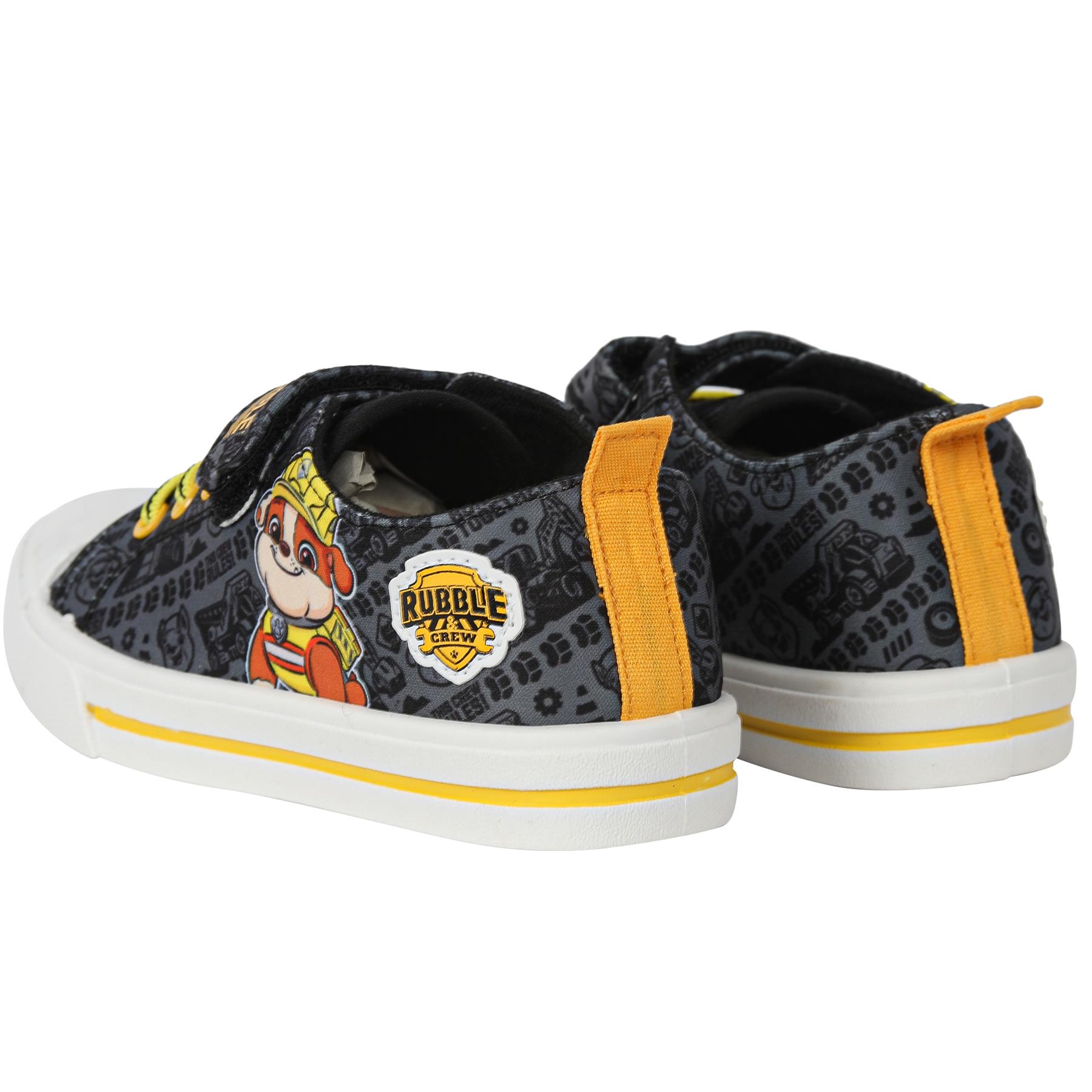 Kids Paw Patrol Rubble & Crew Low Top Canvas Trainers Official Licensed Shoes - Picture 6 of 8