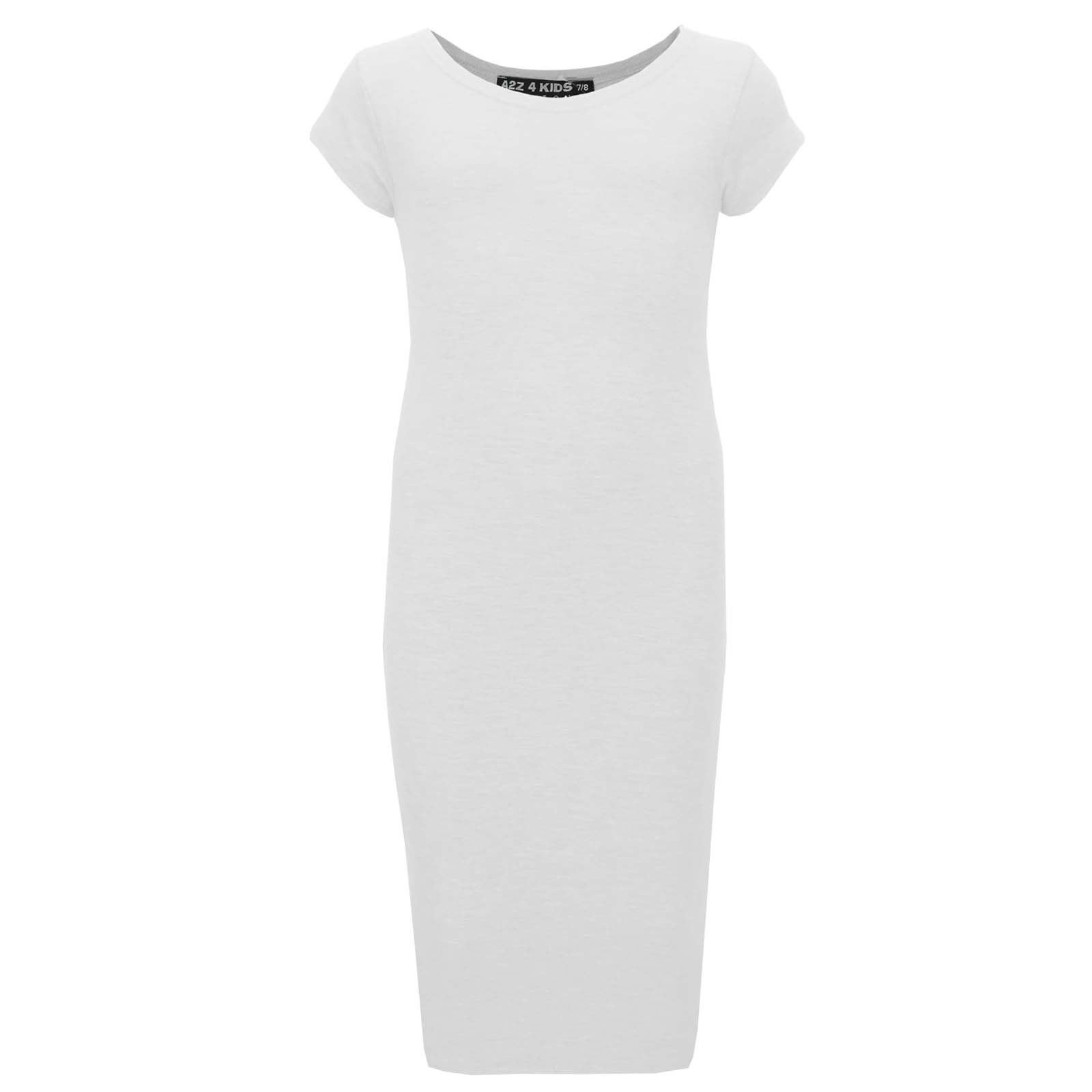 A2Z 4 Kids Girls Bodycon Plain Midi Dress Short Sleeve Dresses Party Costume - Picture 22 of 23