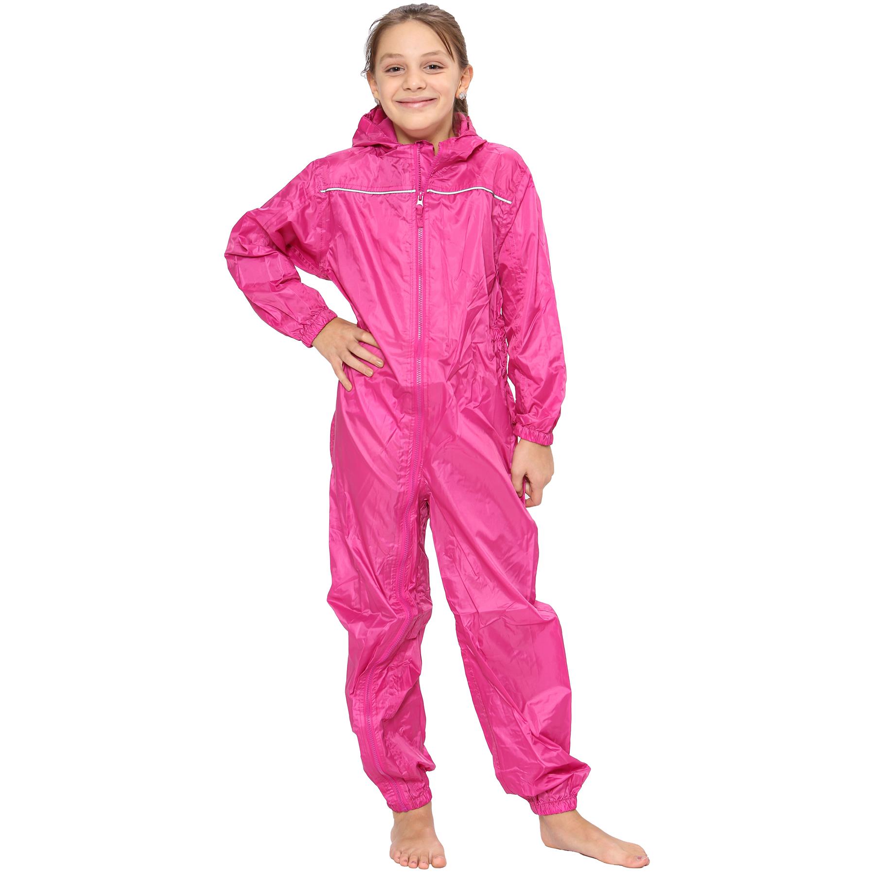 Girls Boys Raincoat Kids Puddle Suit Rainwear Waterproof Hooded Rainsuit 2-13 Yr - Picture 17 of 24